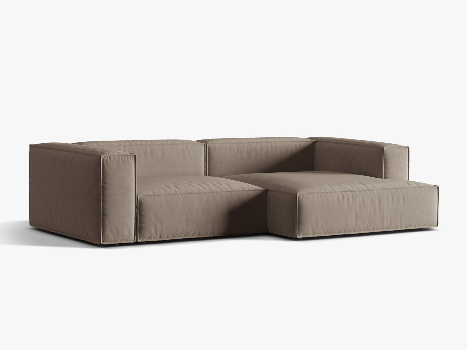Micadoni Ecksofa Nuria 4-Sitzer Rechts Samt Warmes Grau
