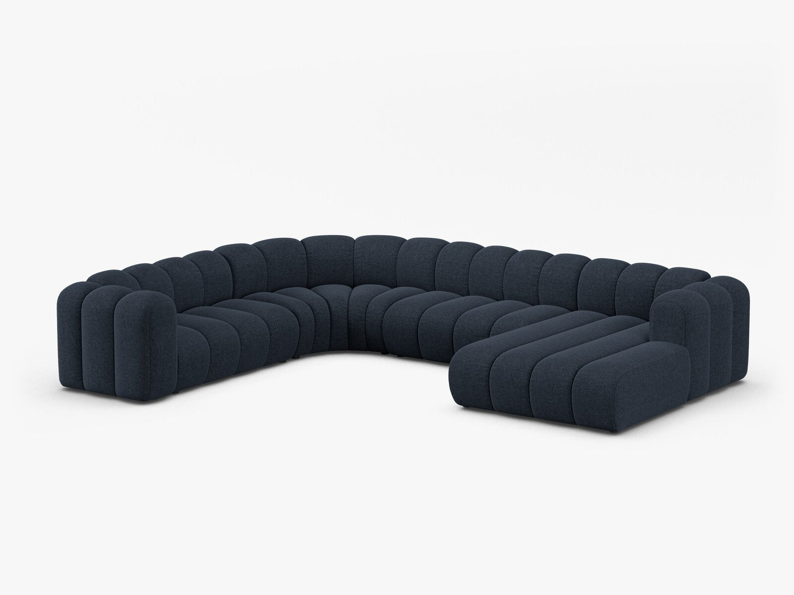 Micadoni Modulares Panorama Ecksofa Lupine 6-Sitzer Links Chenille Eden Marineblau