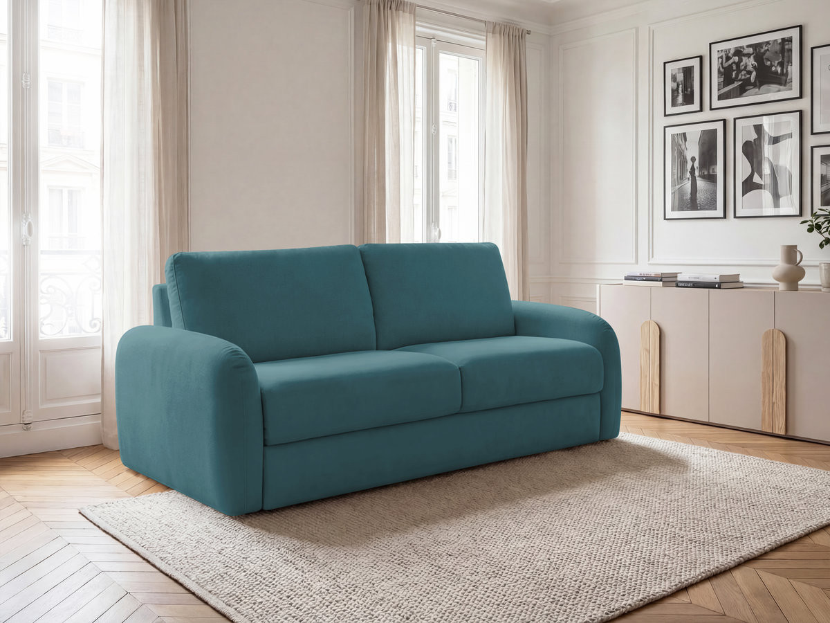 Bobochic Kenan Schlafsofa 3-Sitzer Stoff Dunkelblau, Liegefläche 160 × 196 cm