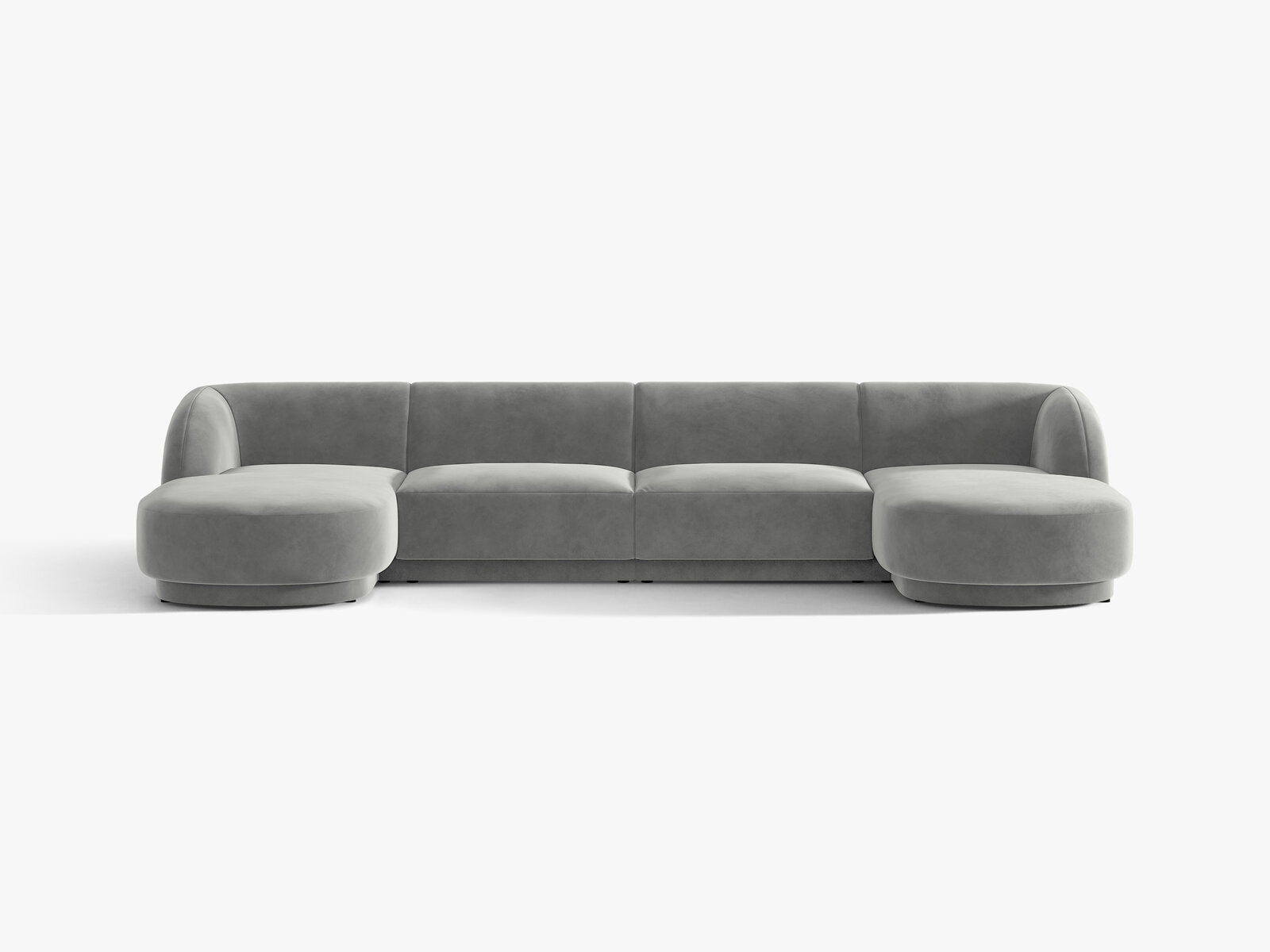 Micadoni Panorama-Sofa Miley 5-Sitzer Samt Venus Hellgrau