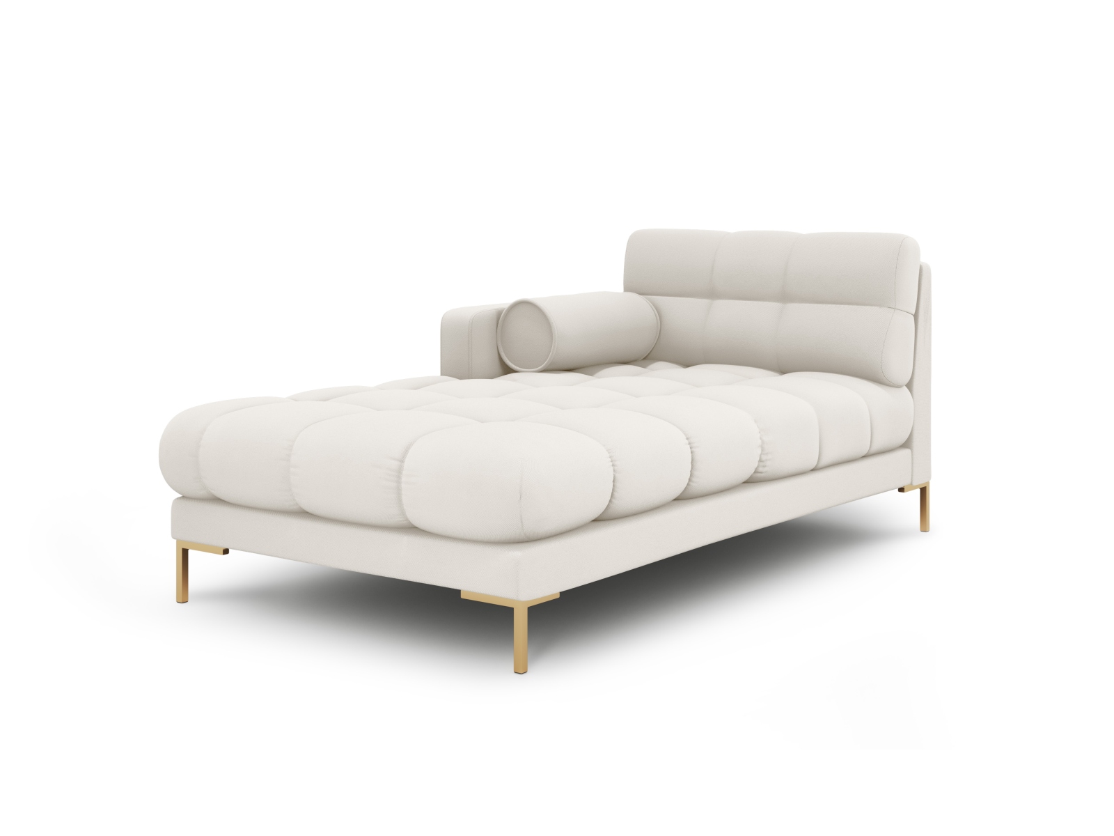 Cosmopolitan Design Chaiselongue Bali Strukturierter Stoff Neve Helles Beige Links Beine Gold