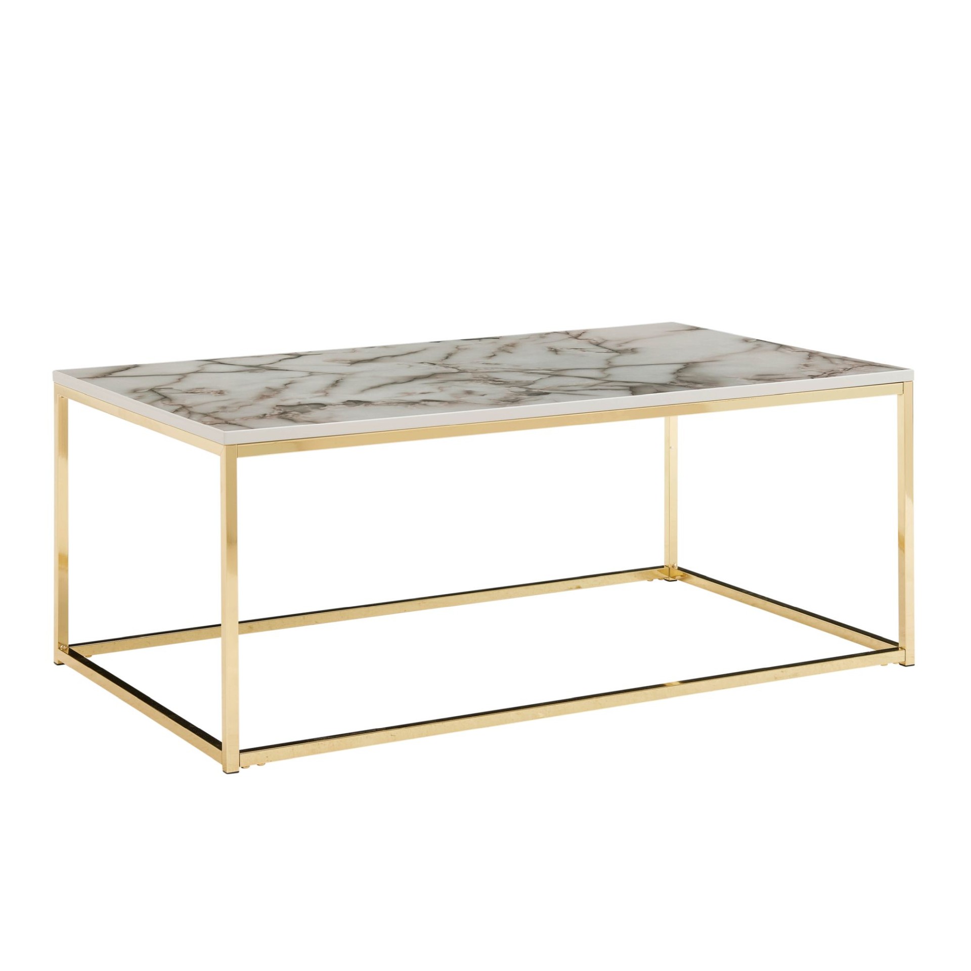 Couchtisch Gloppen Marmoroptik Weiß 100 × 60 × 40 cm