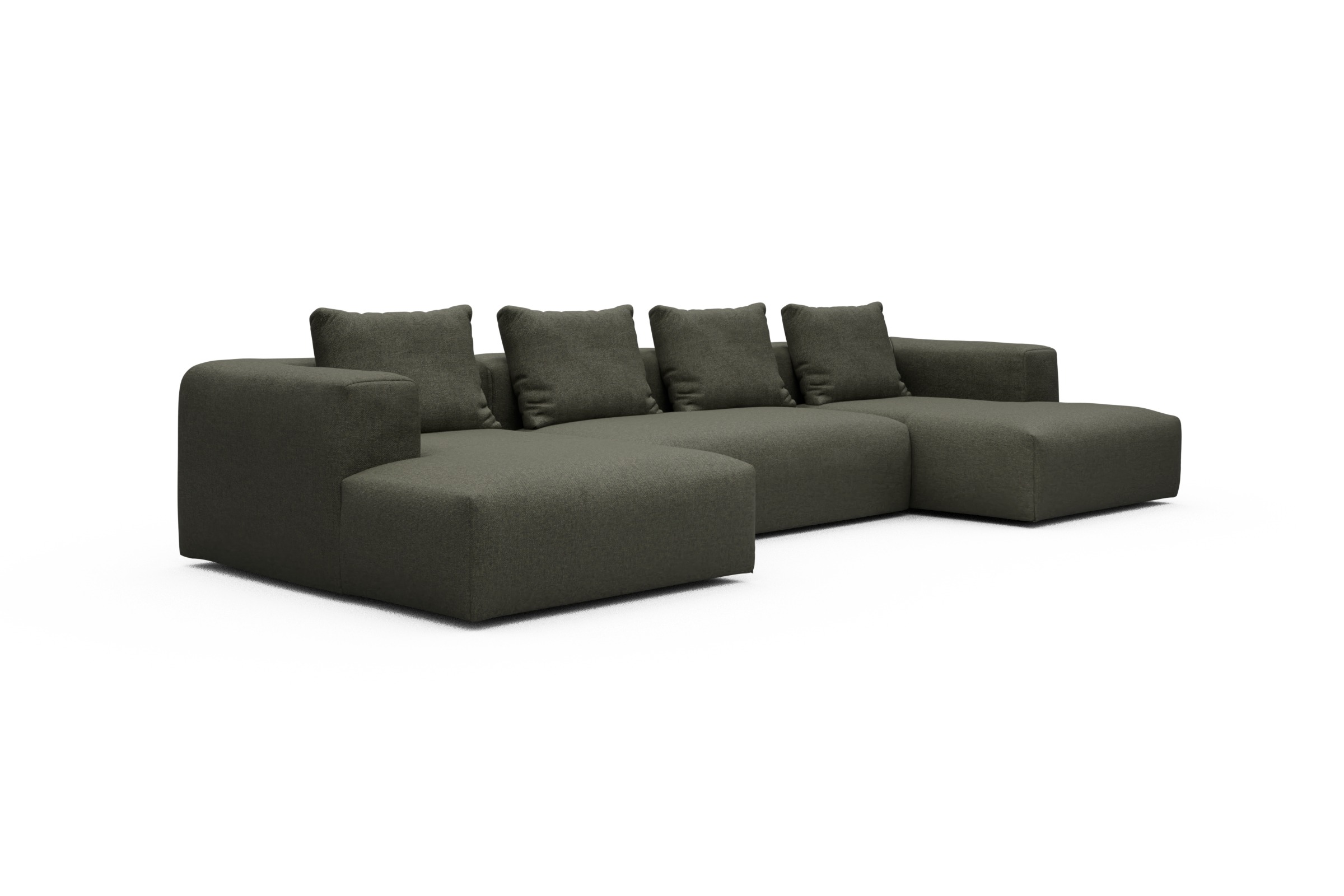 Wohnlandschaft Fred mit 2-Sitzer und Chaiselongue beidseitig Sama-Winter-Moss