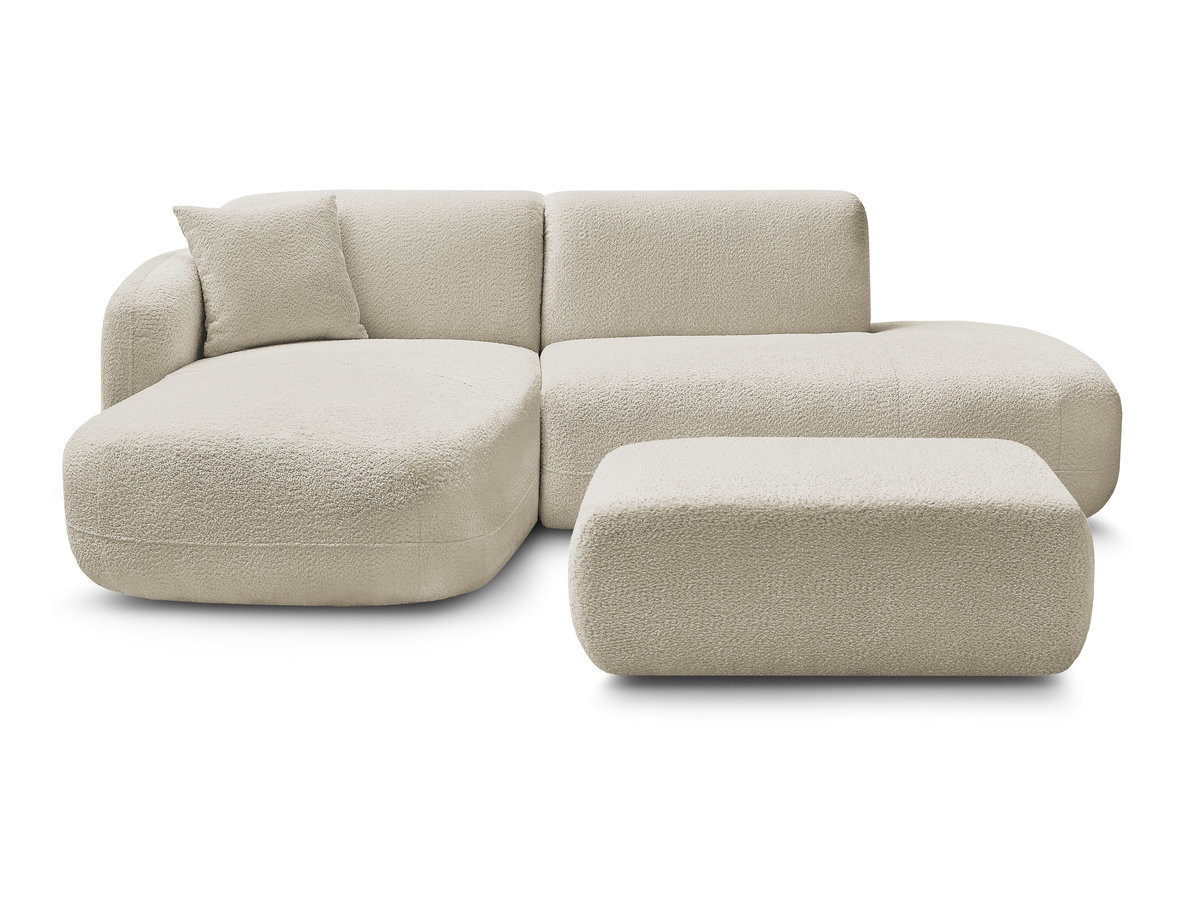 Bobochic Anda Ecksofa mit Pouf 241 × 163 cm Chenille Beige Ecke links