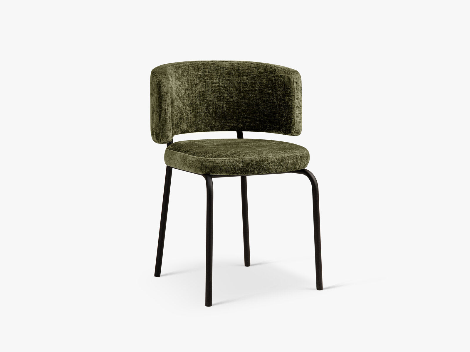Micadoni Stuhl Dora Chenille Perfect Harmony Grün Metall Schwarz