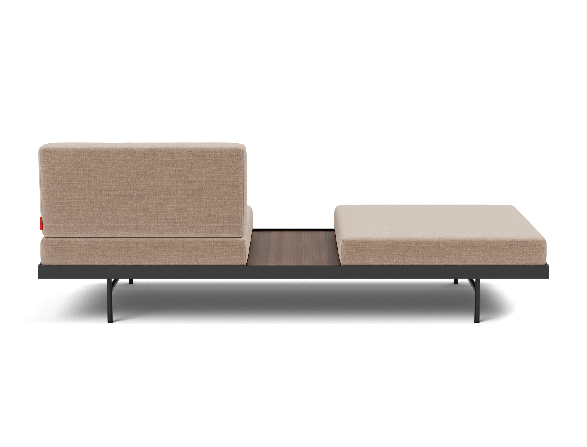 Tagesbett Puri Chenille Esina 417-Mocha Beine mit Nussbaumtisch