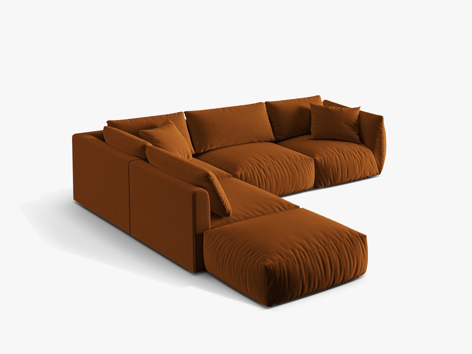 Micadoni Modulares Ecksofa Chris 4-Sitzer Links Samt Terrakotta
