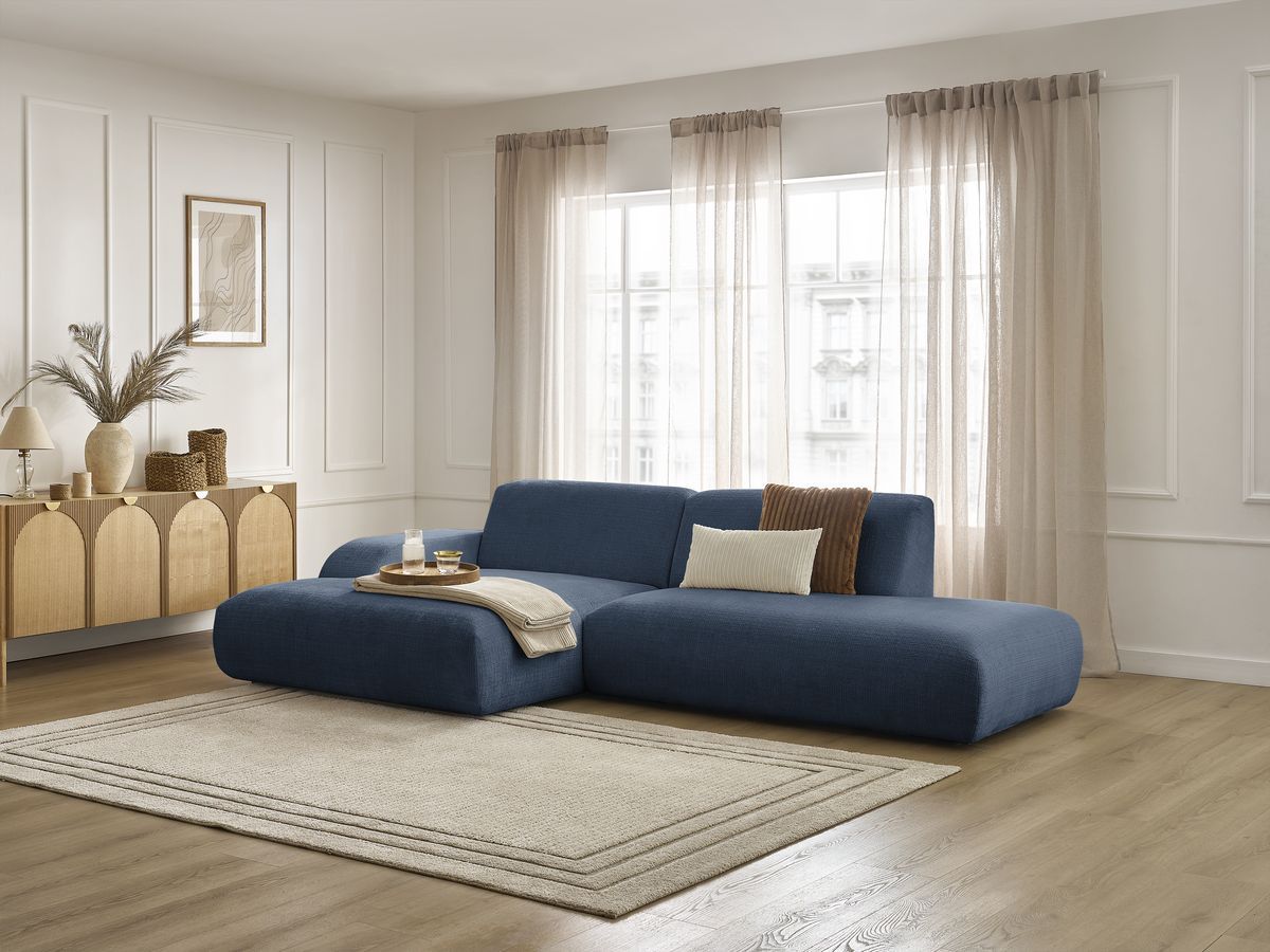 Bobochic Sirius Ecksofa 300 × 170 cm Strukturstoff Dunkelblau Ecke links
