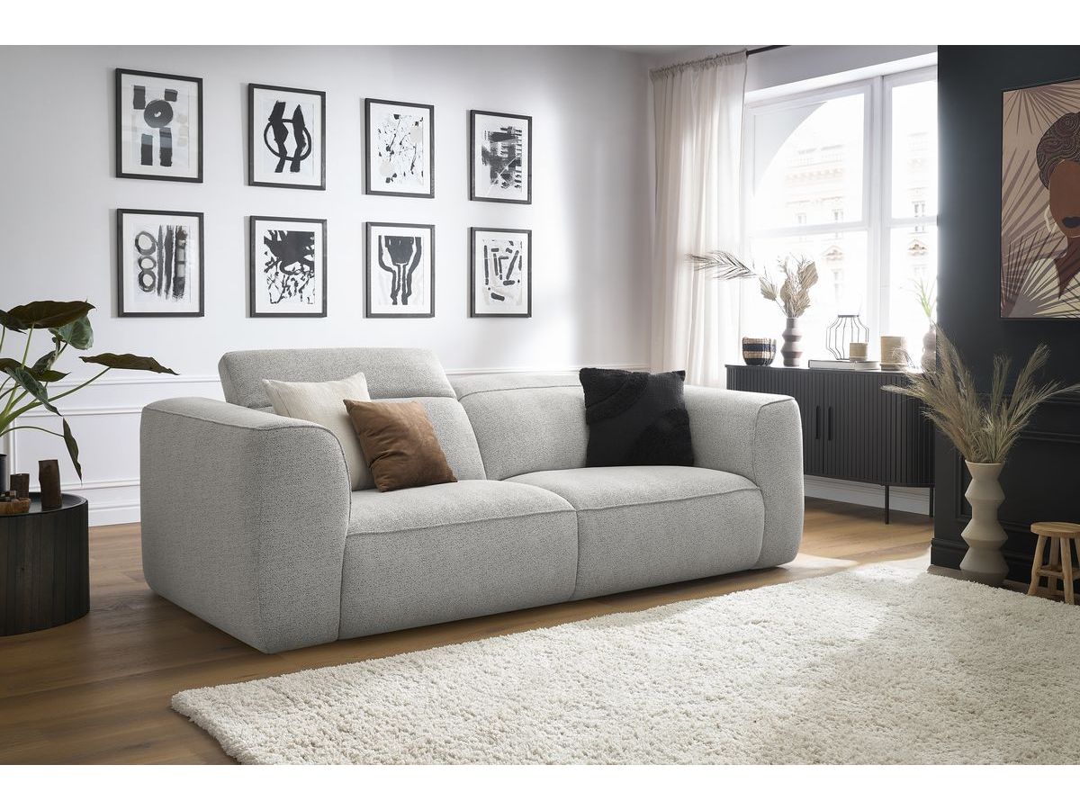Bobochic William Sofa 3-Sitzer Melange-Stoff Weiß