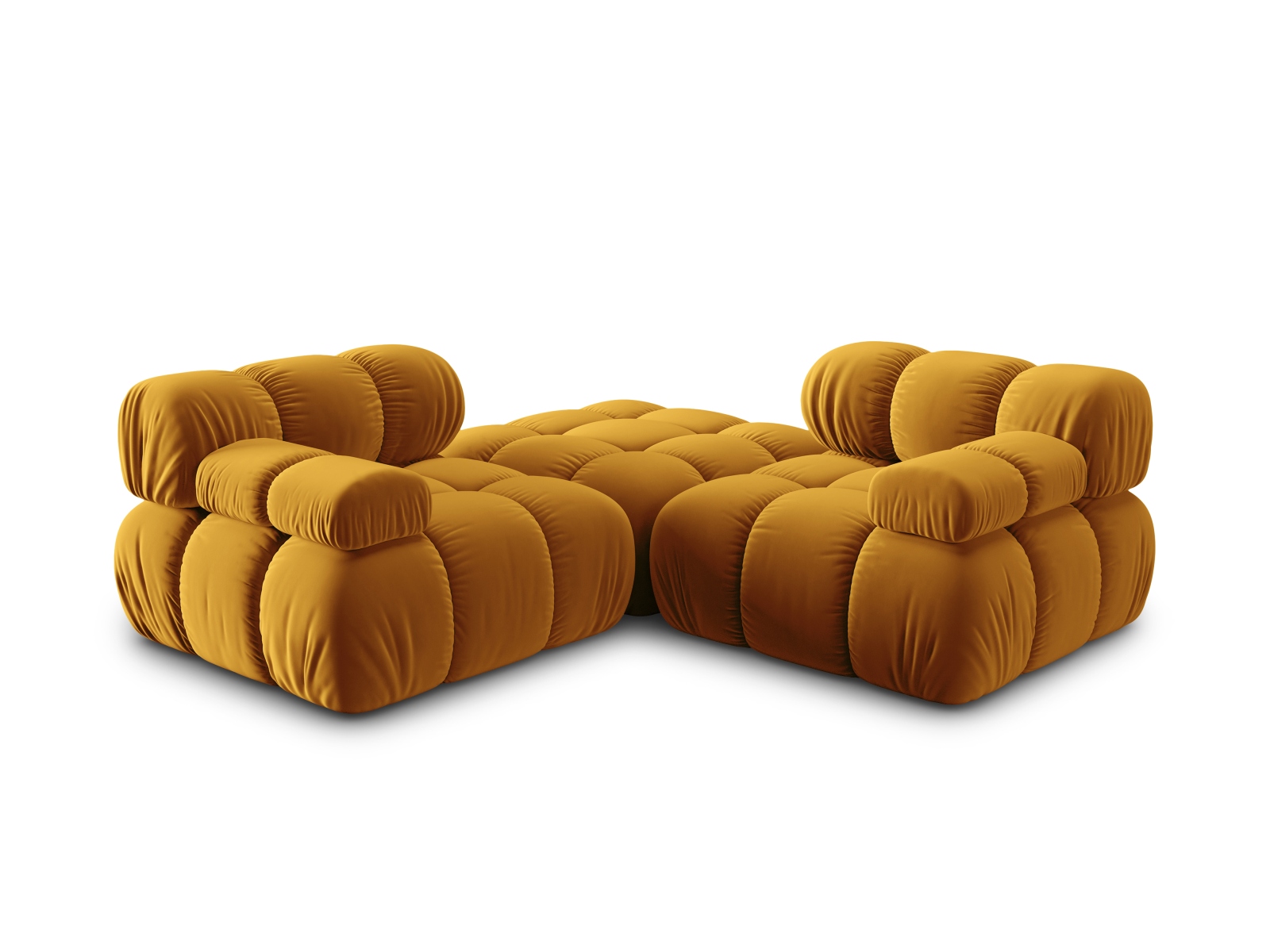 Micadoni Modulares Sofa Bellis 3-Sitzer mit flachem Modul Samt Bluvel Gelb