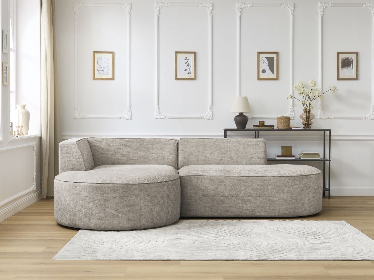 Bobochic Rousseau Ecksofa Strukturstoff Beige Ecke links