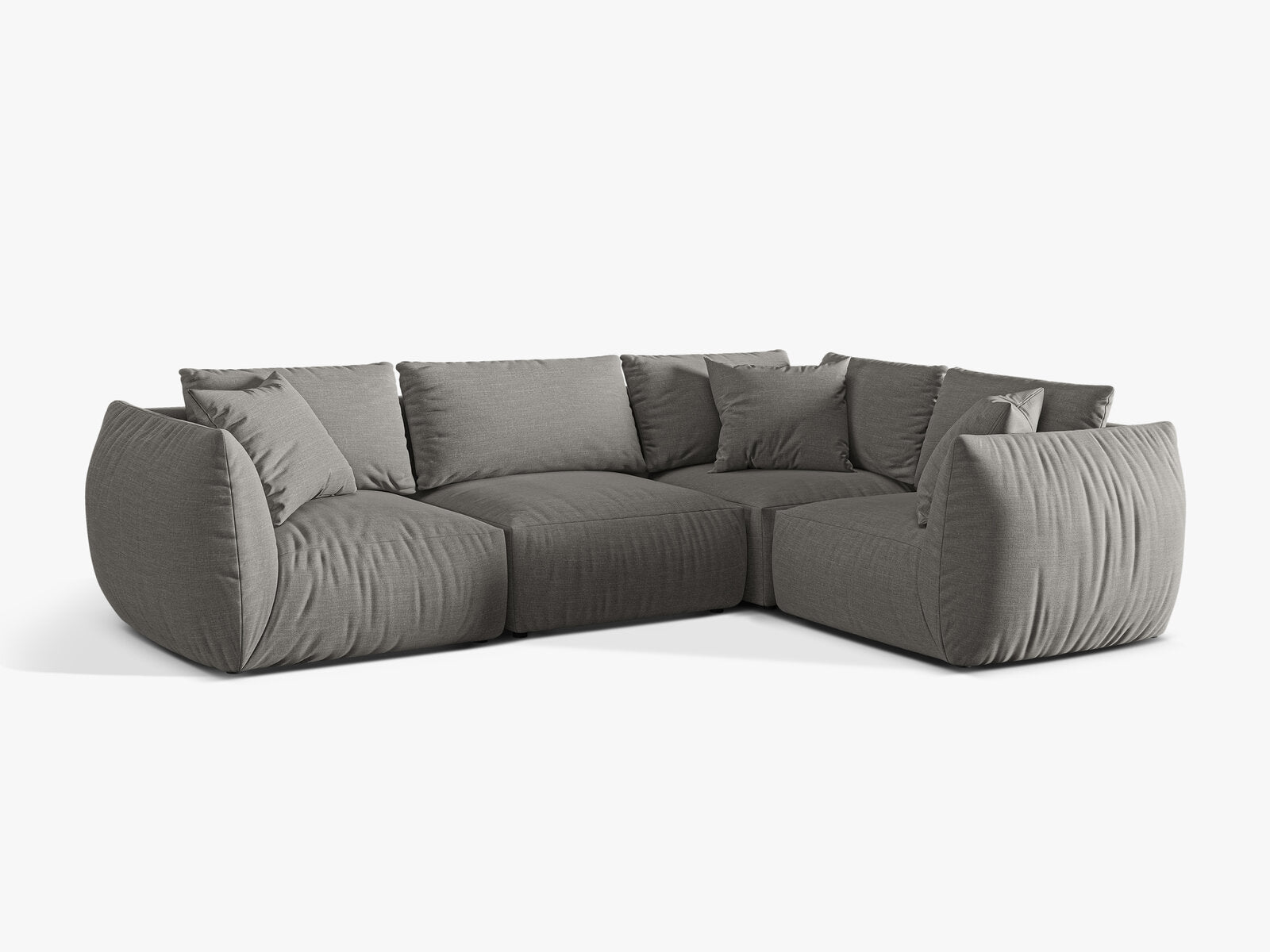 Micadoni Ecksofa Chris 4-Sitzer Rechts Strukturierter Stoff Warmes Grau