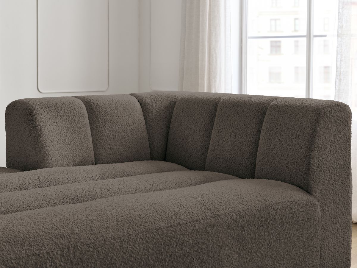 Bobochic Annecy Méridienne-Modul Bouclé-Stoff Braun Ecke links