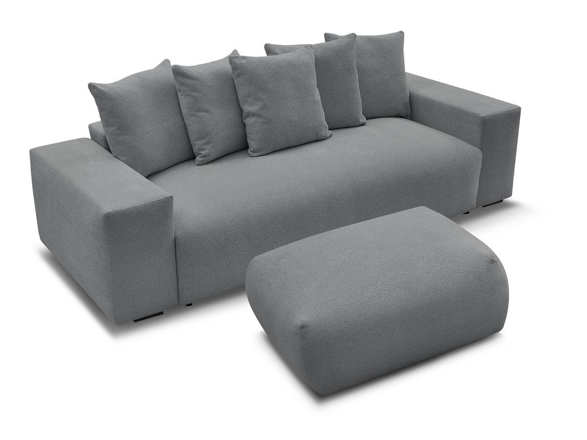 Bobochic Voltaire Sofa 4-Sitzer mit Pouf 280 × 124 cm Melange-Stoff Dunkelgrau