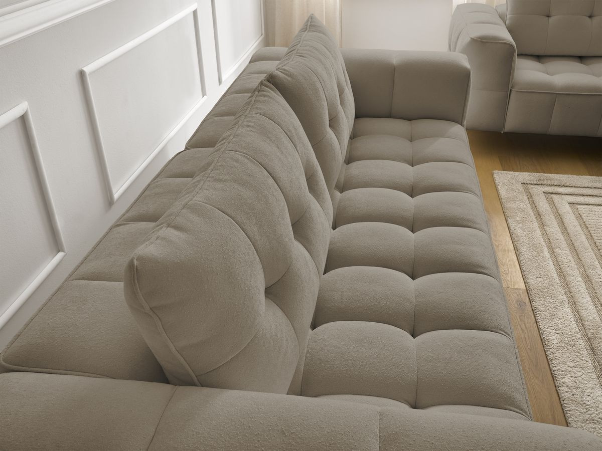 Bobochic Anis Sofa-Set 3- und 2-Sitzer mit Pouf Strukturstoff Taupe