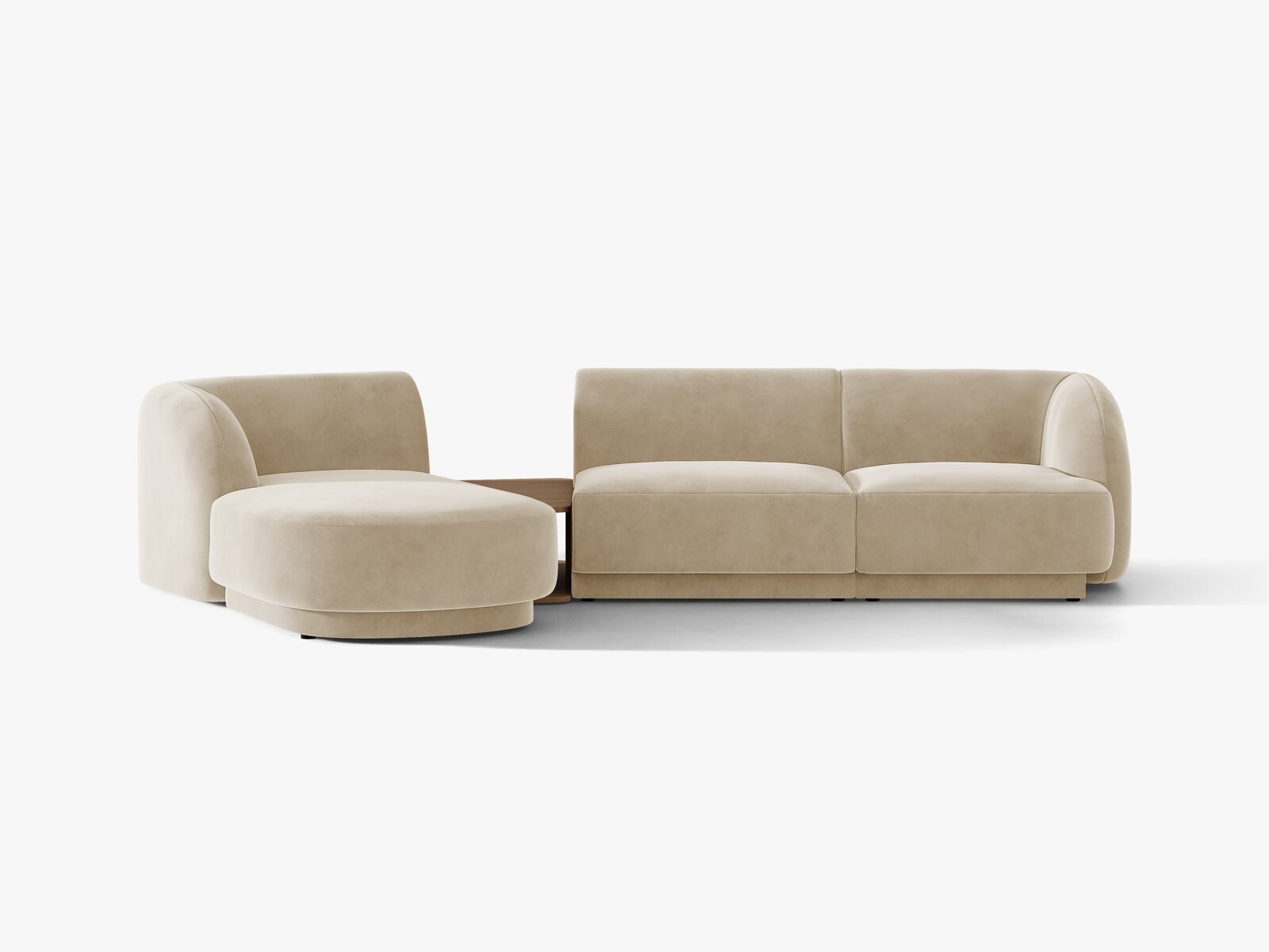 Micadoni Modulares Sofa Miley mit Recamiere 3-Sitzer Links Samt Venus Beige