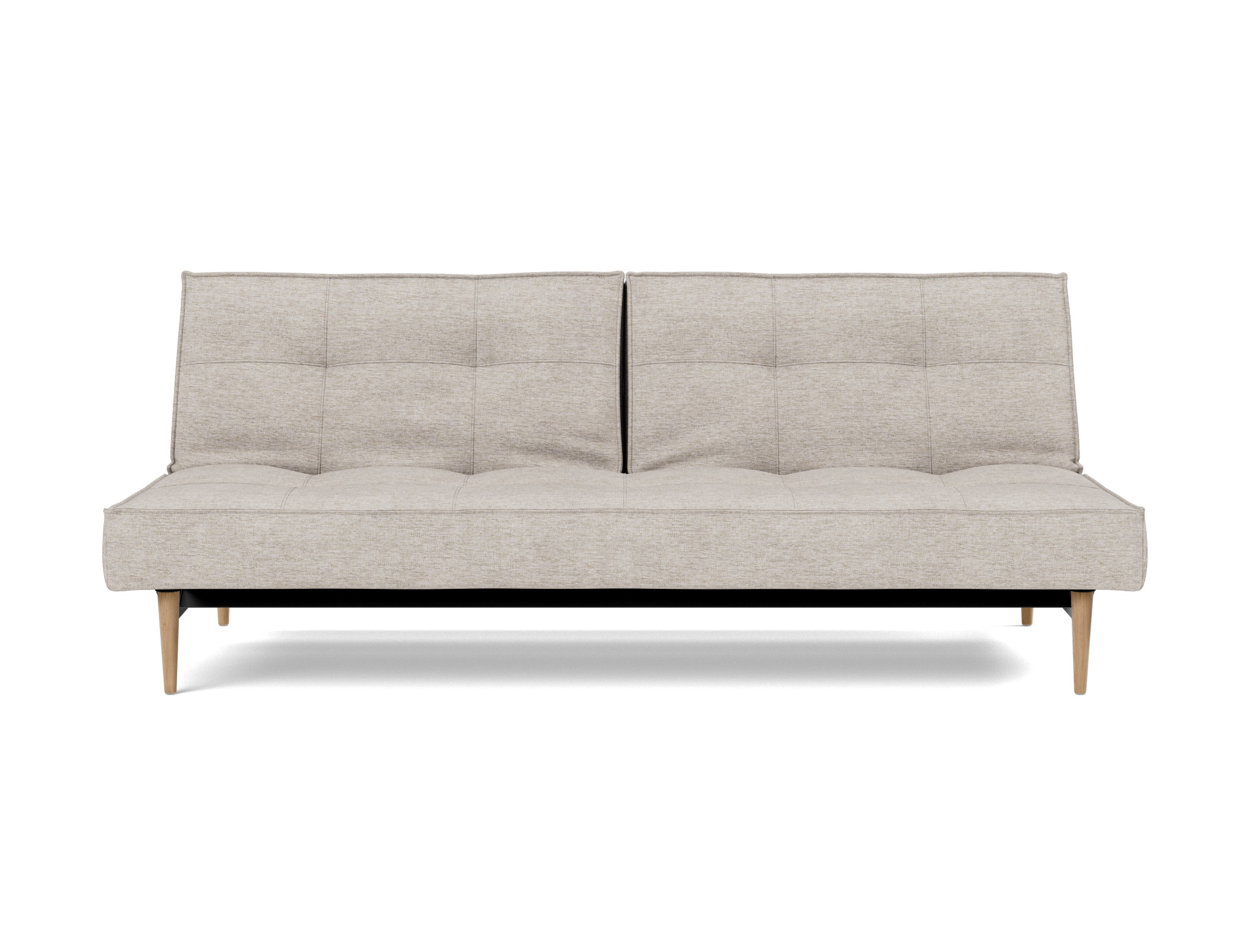 Schlafsofa Splitback Chenille Yuveno 471-Sand Beine Styletto Eiche hell
