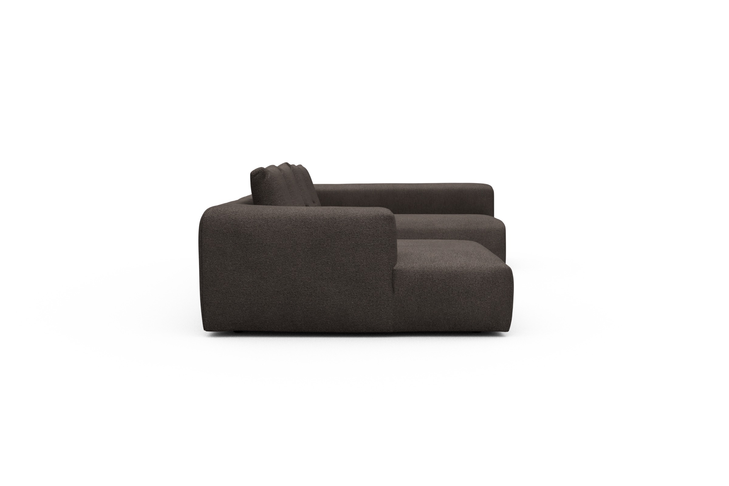 Wohnlandschaft Fred Chaiselongue links mit 2-Sitzer und lange Armlehne rechts Boucle-Taupe