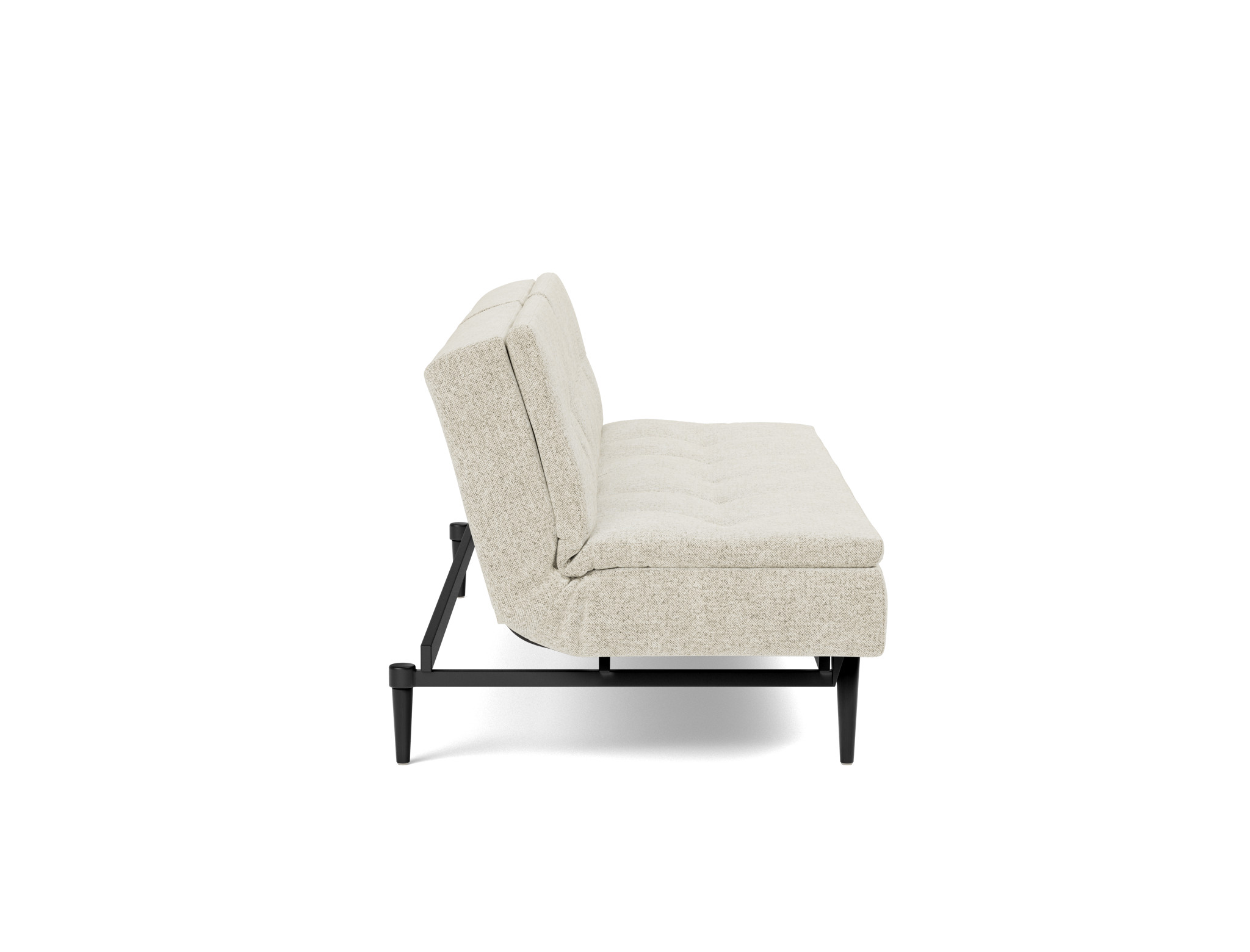 Schlafsofa Dublexo Strukturierter Stoff Taura 357-Off-White Beine Styletto Eiche schwarz
