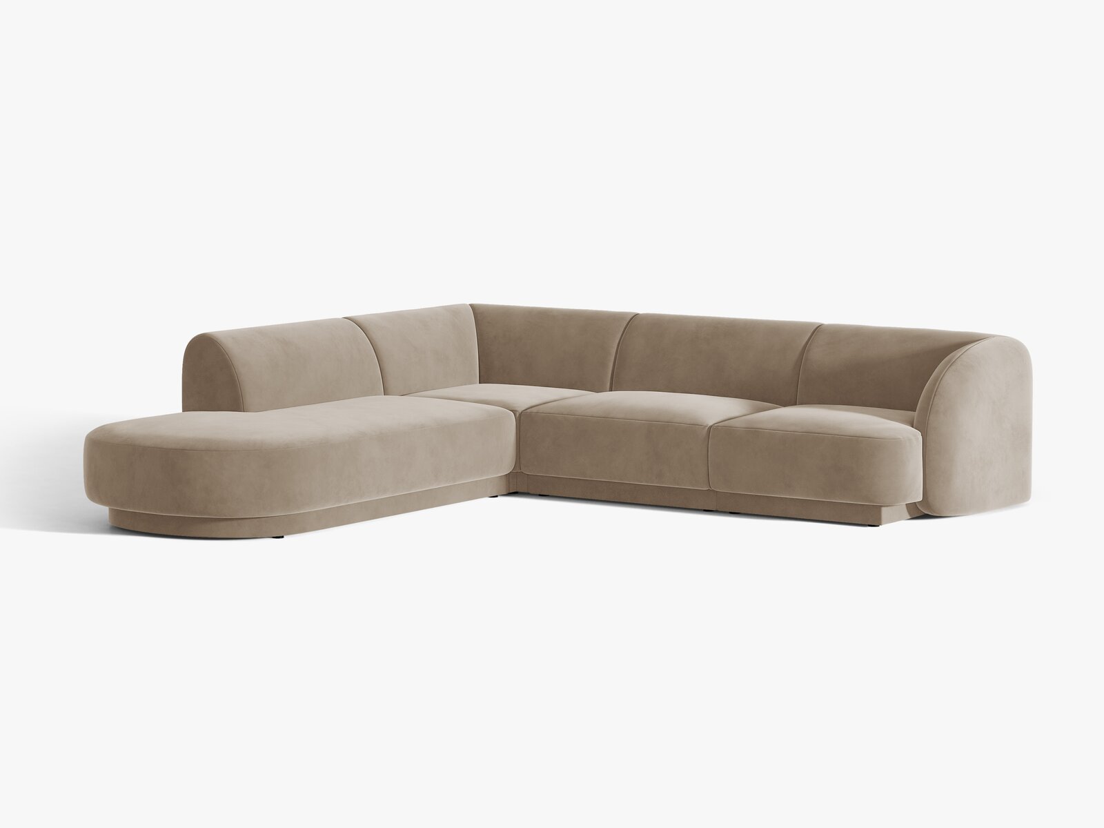 Micadoni Ecksofa Miley 6-Sitzer Links Samt Bluvel Cappuccino