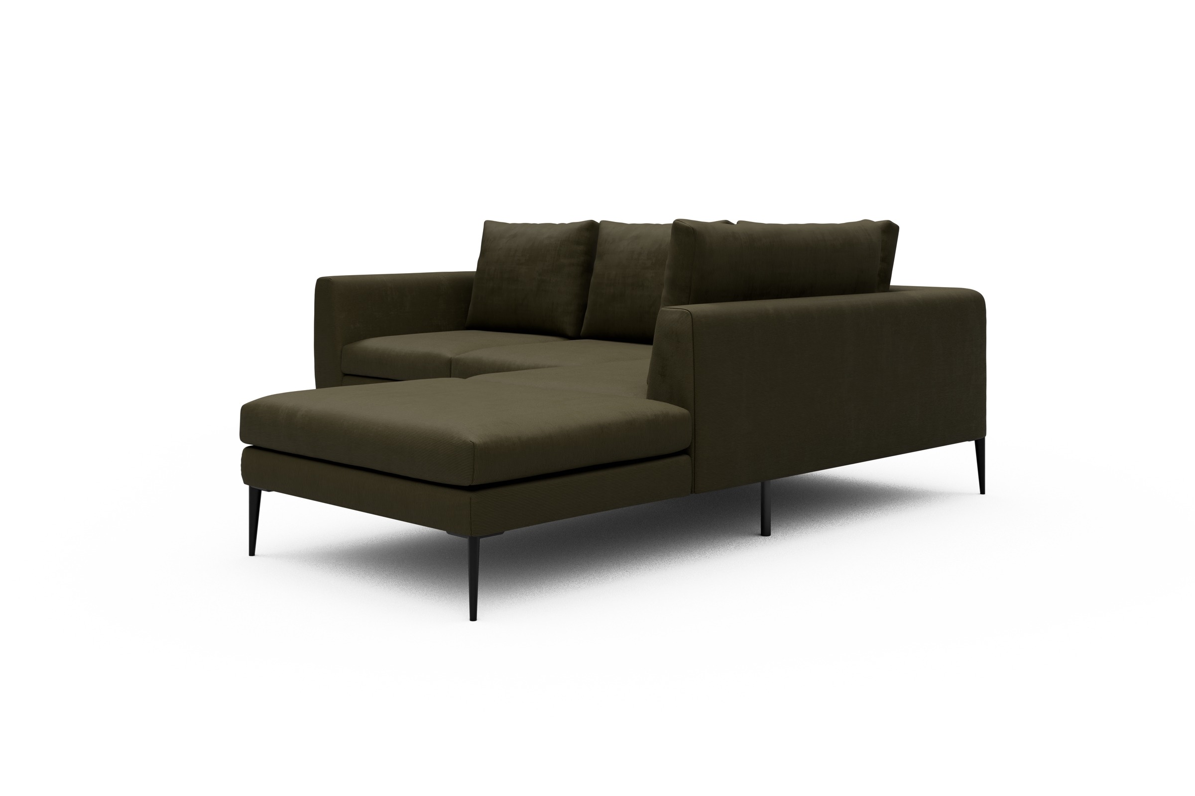 Ecksofa Paul Relax-Ecke rechts mit 2-Sitzer Cordufine-Pine-Green