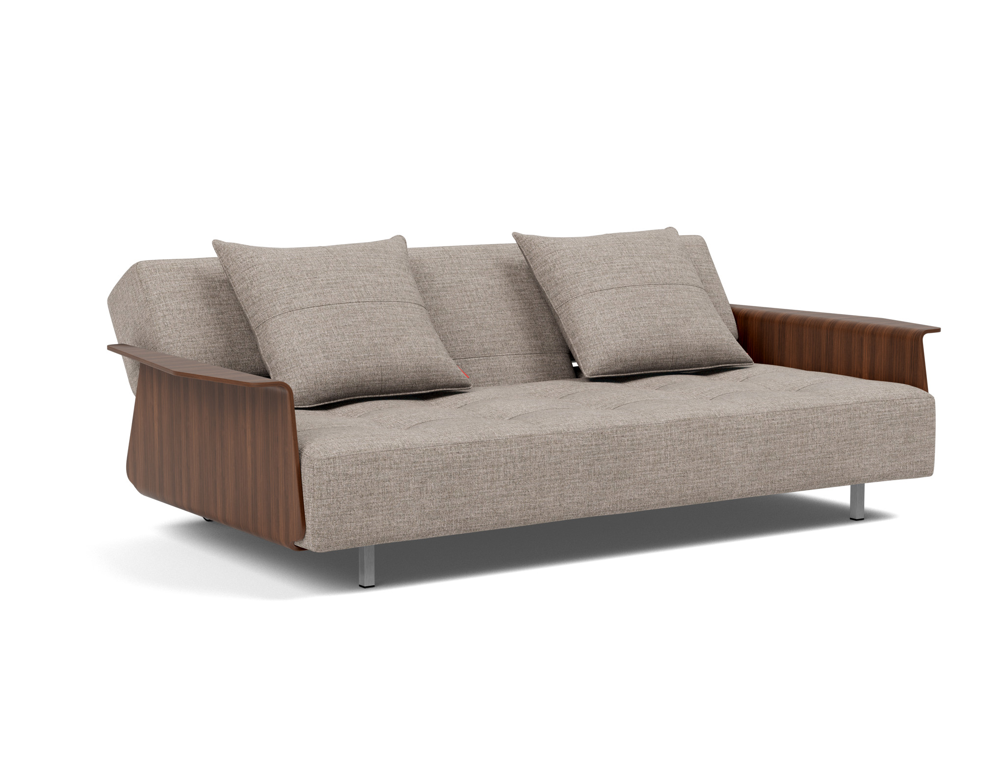 Schlafsofa Long Horn D.E.L. mit Armlehnen Chenille Yuveno 472-Warm-Grey