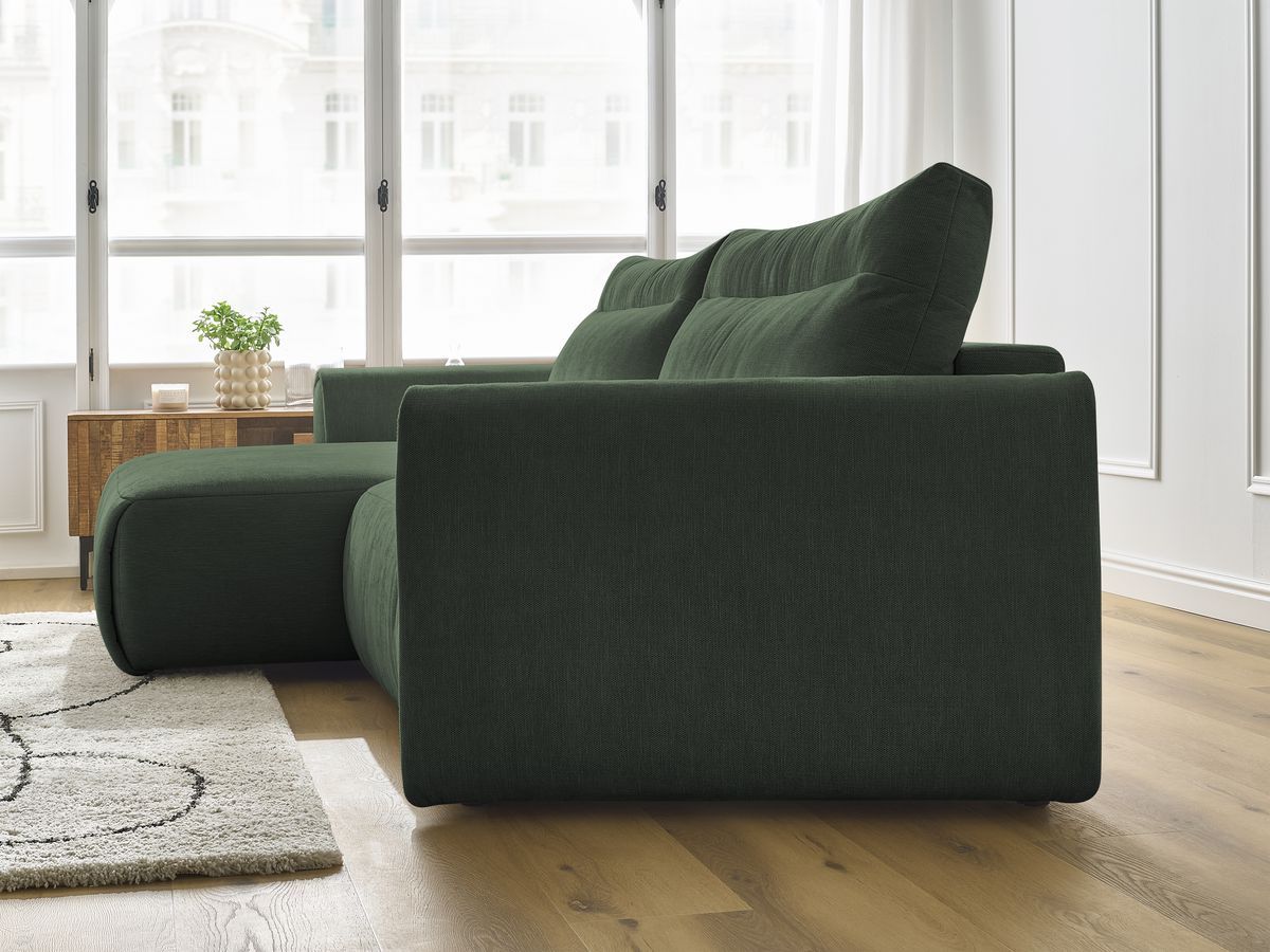 Bobochic Aden Ecksofa 293 × 152 cm Stoff Grün Ecke links