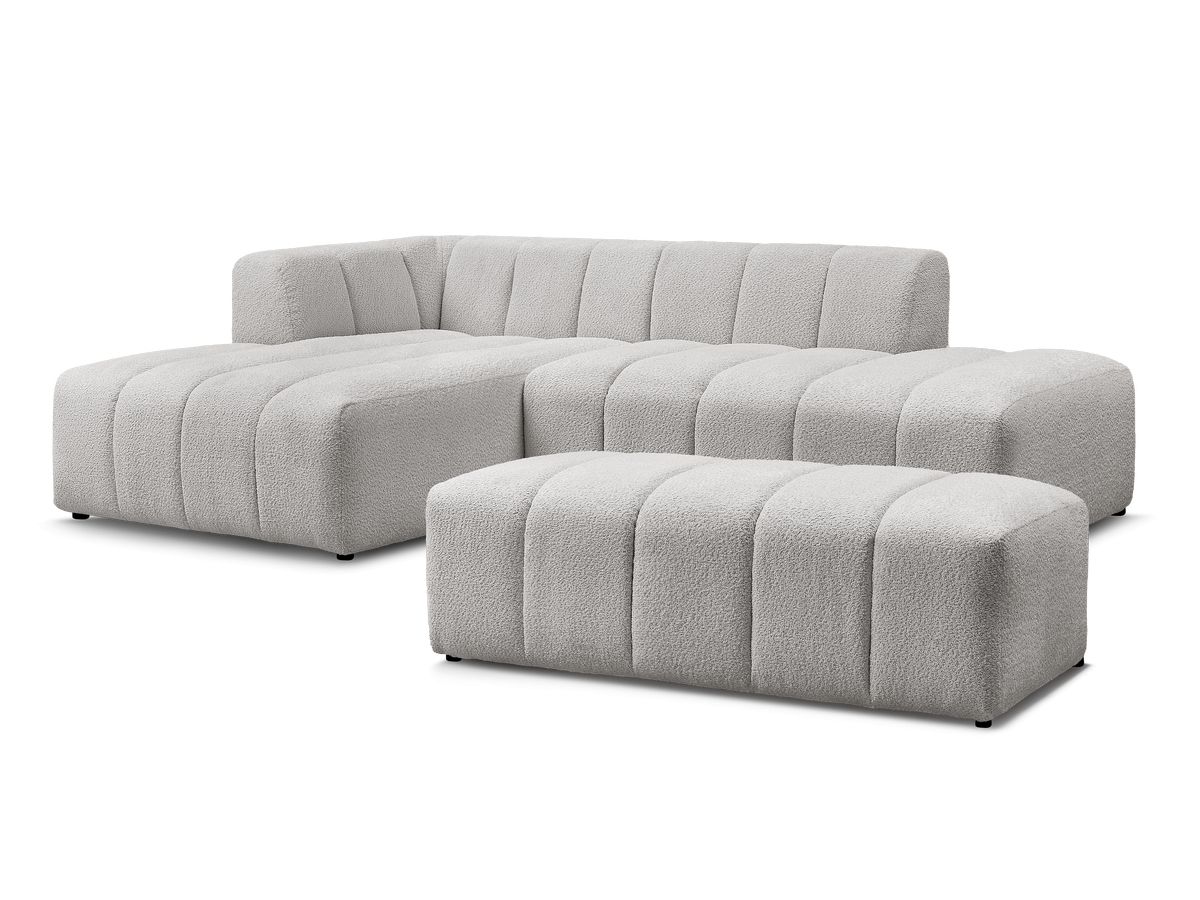 Bobochic Annecy Ecksofa mit Pouf Bouclé-Stoff Hellgrau Ecke links
