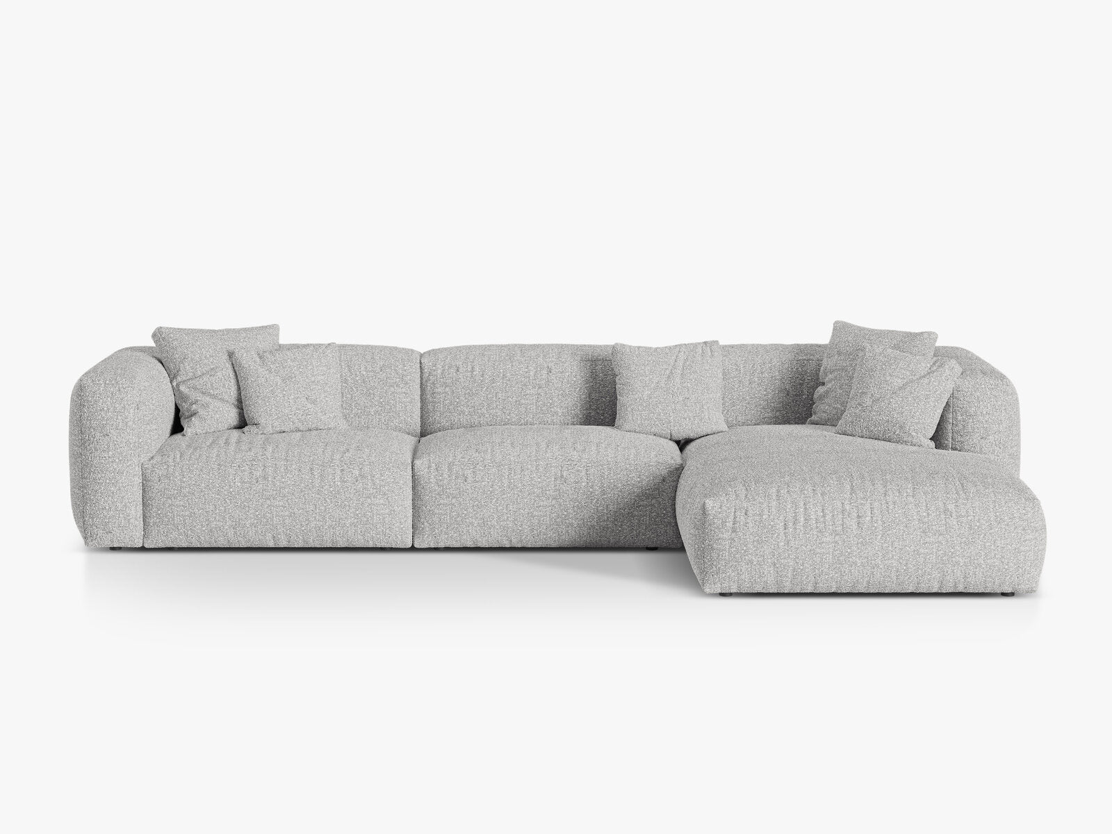 Micadoni Ecksofa Martina 3-Sitzer Rechts Boucle Monet Silber