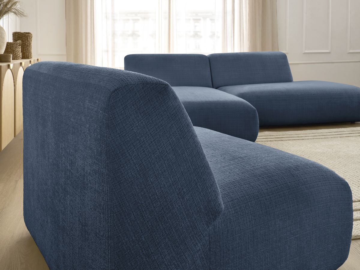 Bobochic Sirius Ecksofa 405 × 170 cm Strukturstoff Dunkelblau Ecke links