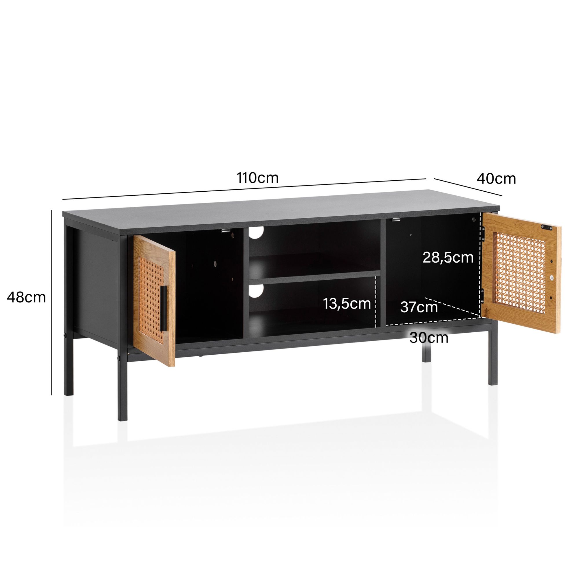 Lowboard Tromoy Schwarz 110 × 40 × 48 cm