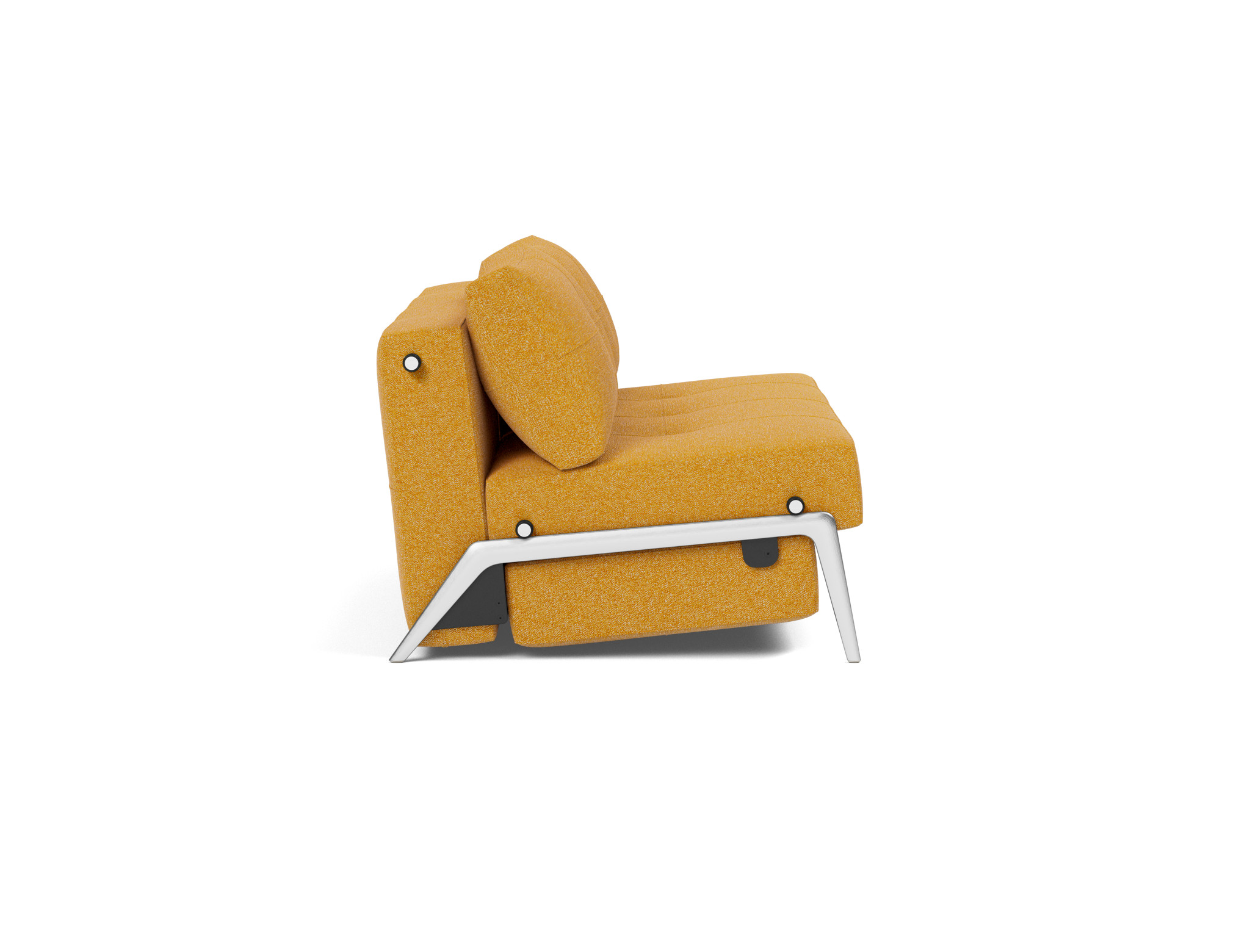 Schlafsofa Cubed 140 Boucle Skandi 536-Ochre Beine Aluminium