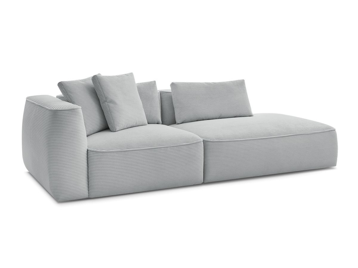 Bobochic Leopold Sofa 3-Sitzer Cordsamt Hellgrau Armlehne links