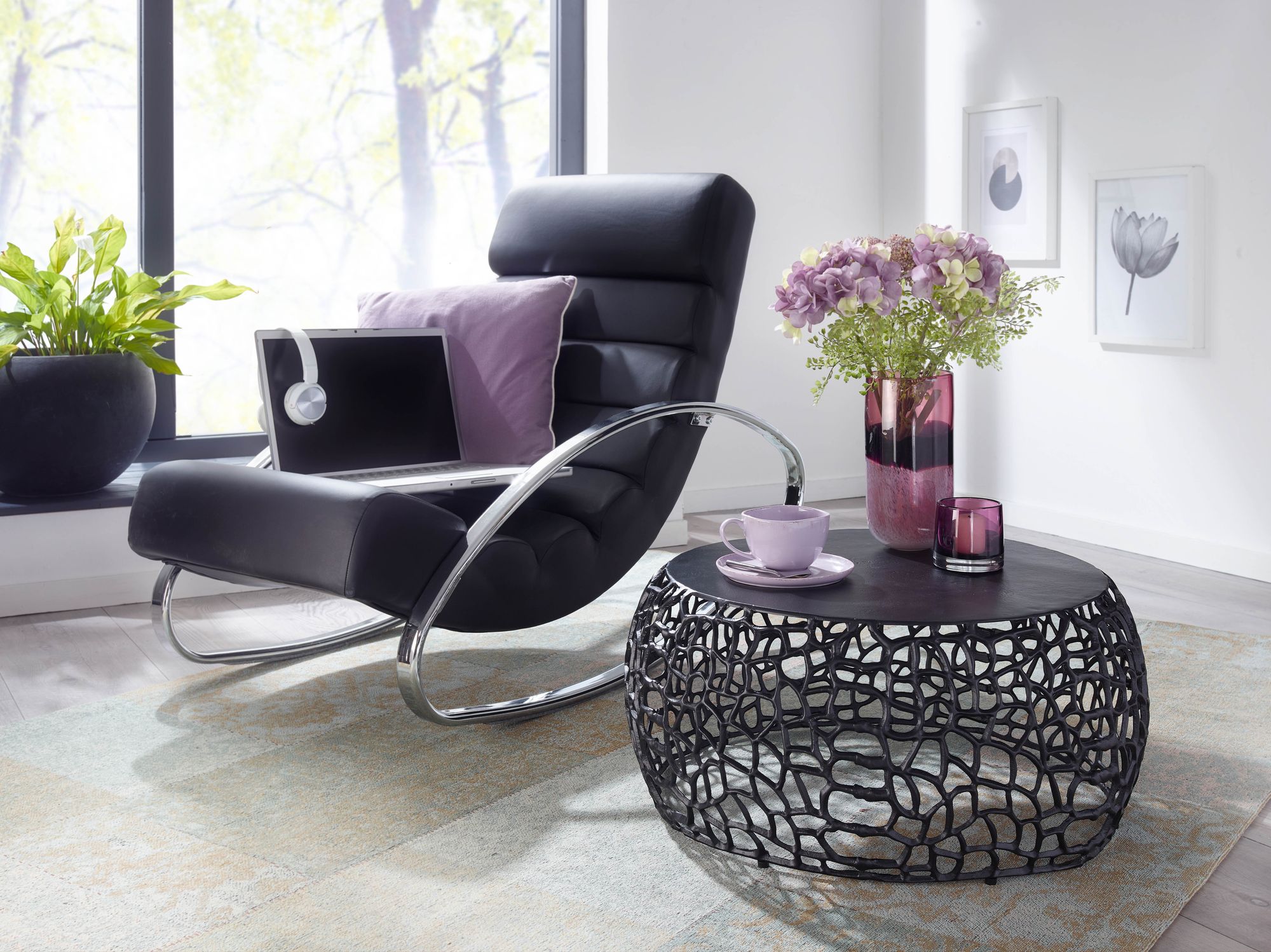 Couchtisch Brekke Schwarz Ø 66 × H 30 cm