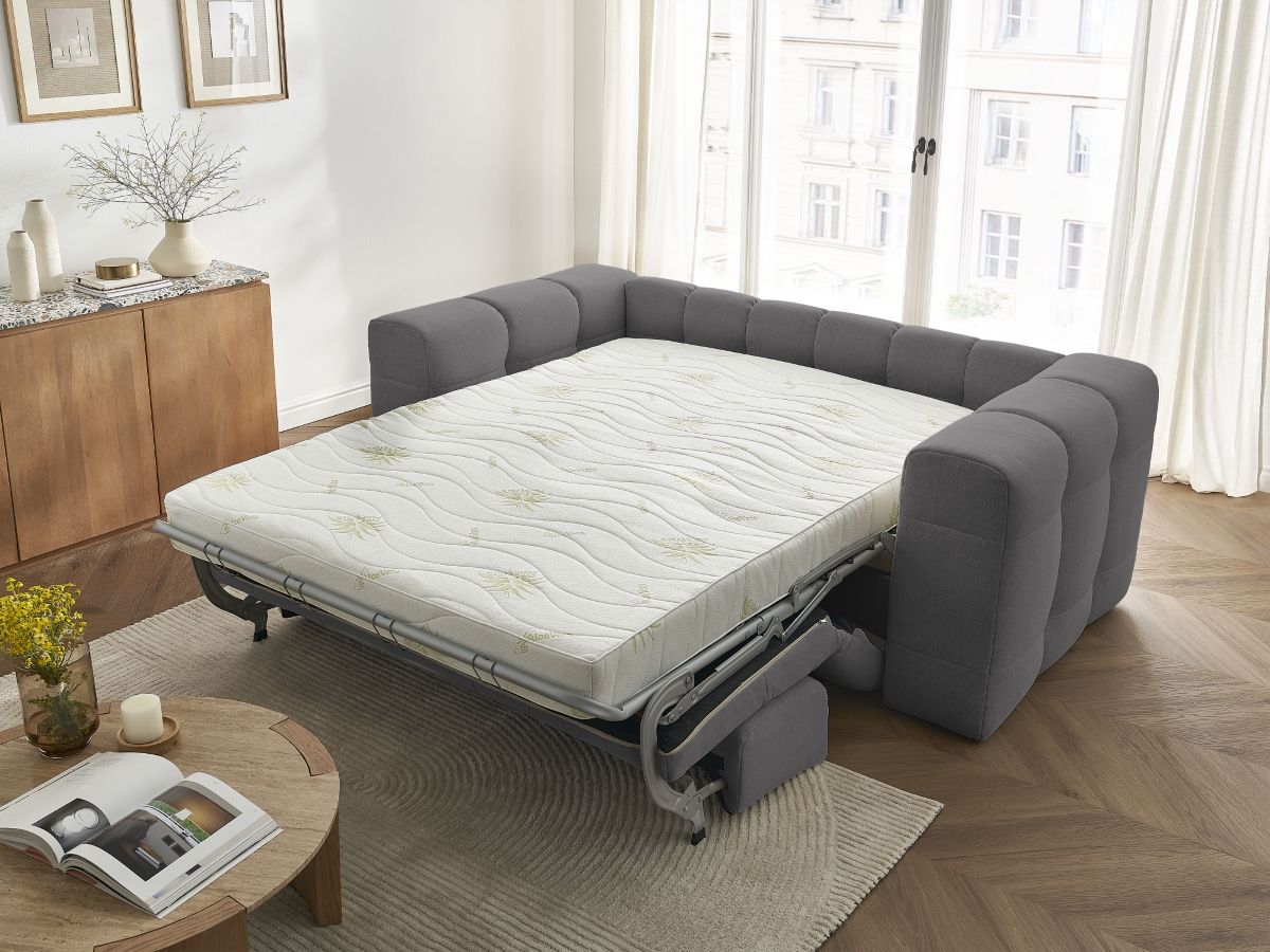 Bobochic Cloud Schlafsofa 3-Sitzer Stoff Dunkelgrau