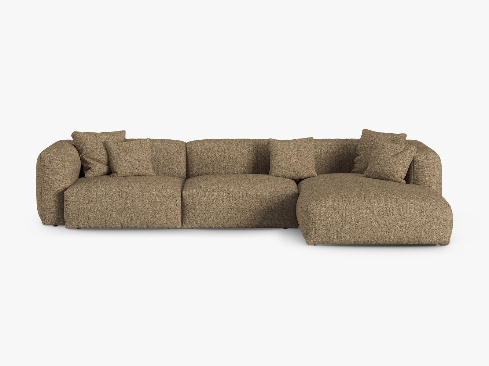 Micadoni Ecksofa Martina 3-Sitzer 90cm Sitztiefe Rechts Boucle Monet Cappuccino