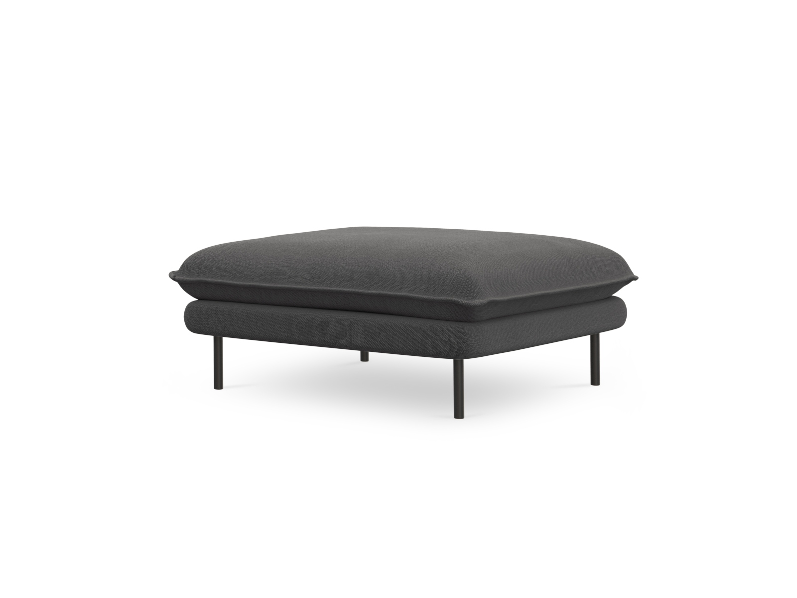Cosmopolitan Design Pouf Vienna Strukturierter Stoff Positano Dunkelgrau Melange Beine Schwarzes Metall