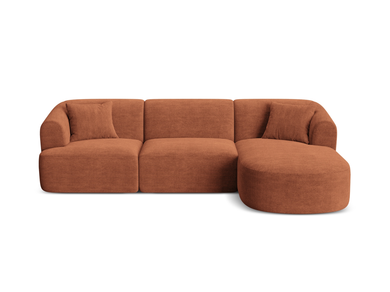 Cosmopolitan Design Ecksofa Campi 4-Sitzer Kord Lincoln D Terrakotta Rechts