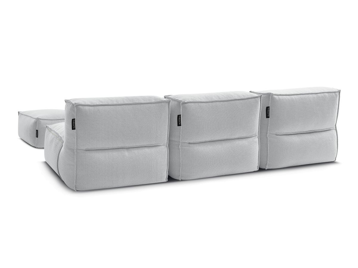 Bobochic Biarritz Gartensofa 4-Sitzer mit Pouf 252 × 168 cm Melange-Stoff Grau