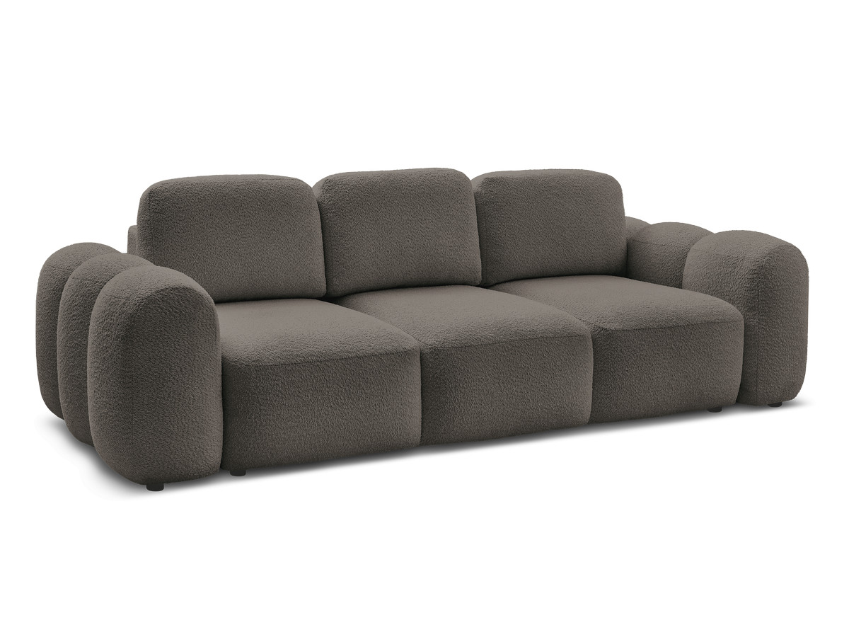 Bobochic Montaigne Schlafsofa 3-Sitzer mit Bettkasten Bouclé-Stoff Braun