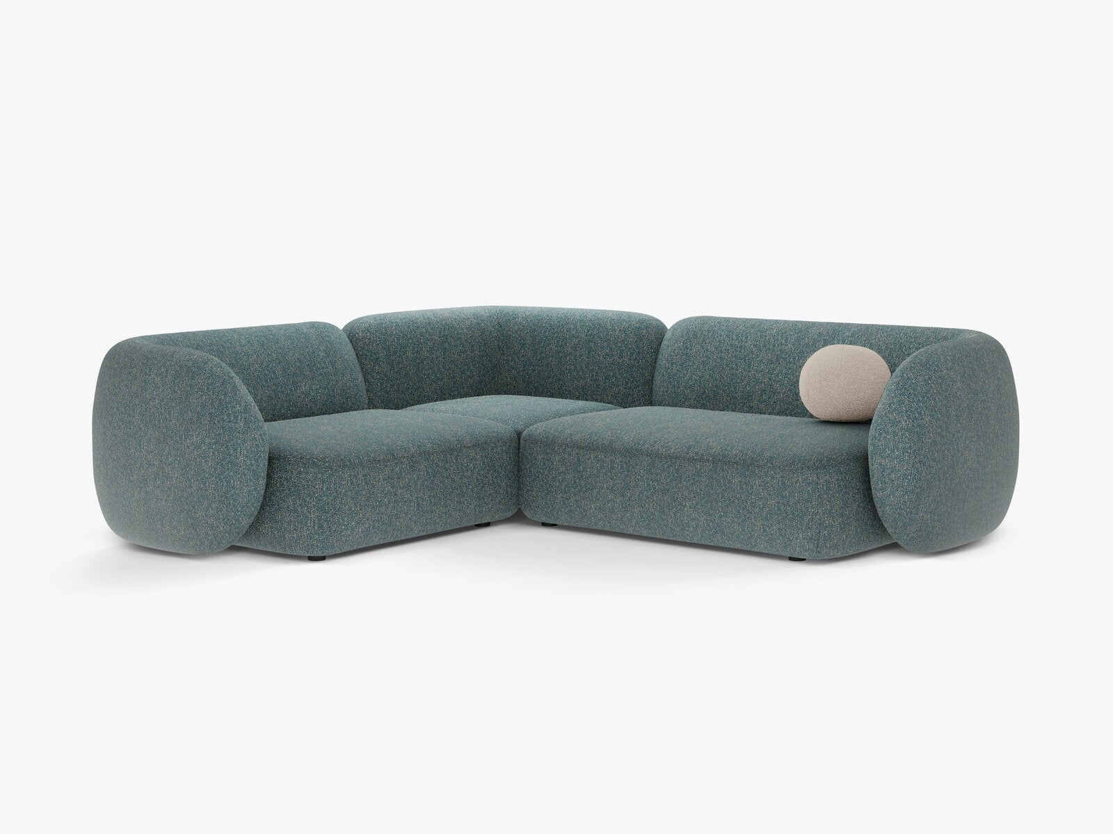 Micadoni Ecksofa Kate 4-Sitzer Links Strukturierter Stoff Blau Melange