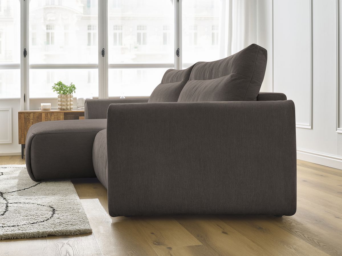 Bobochic Aden Ecksofa 293 × 152 cm Stoff Taupe Ecke links