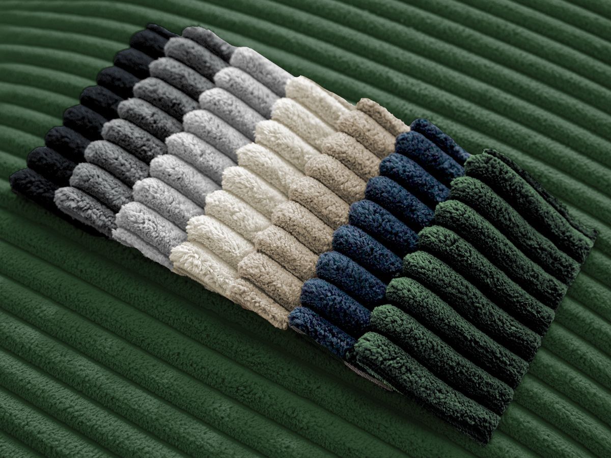 Bobochic Chelsea Sofa 4-Sitzer mit Pouf Breitcord weich Grün