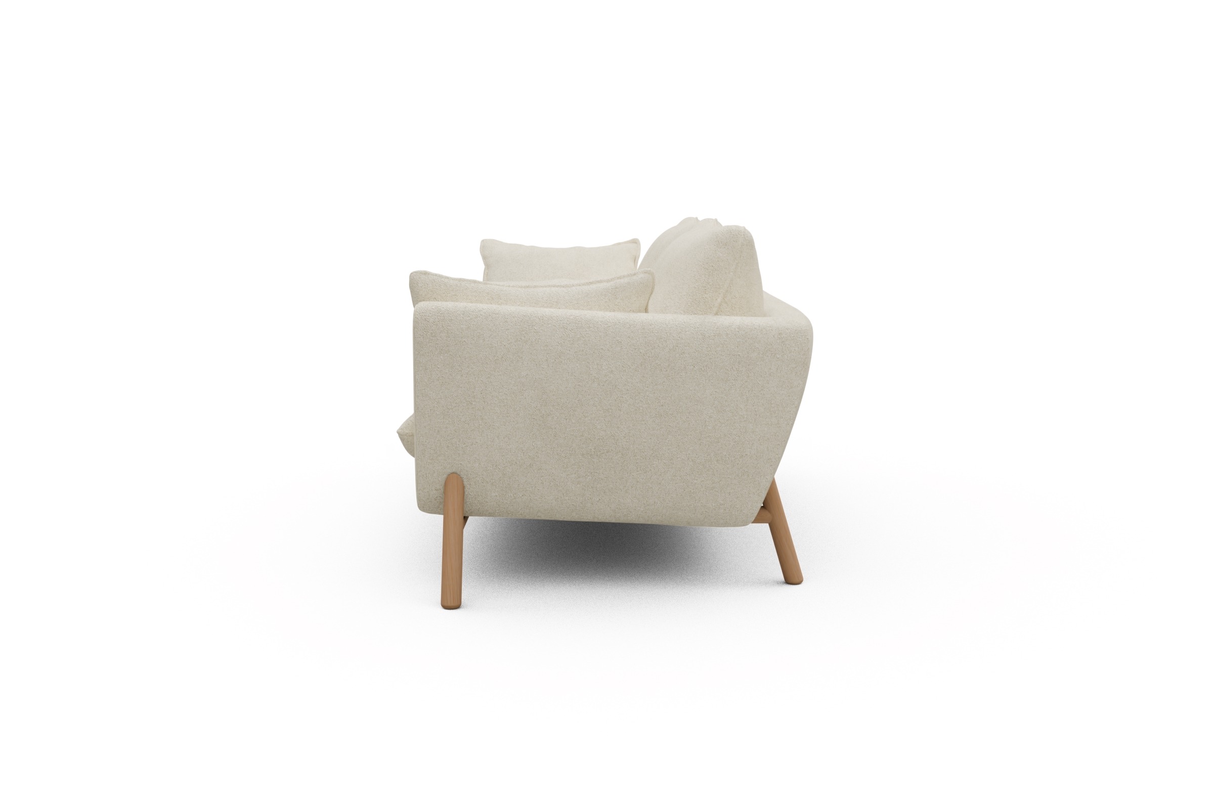 Sofa Emil 2-Sitzer Beinfarbe Eiche Natur Boucle-Off-White