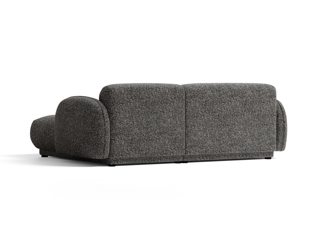 Cosmopolitan Design Ecksofa Bilbao 3-Sitzer kleine Version Boucle Miles Dunkelgrau Melange Rechts