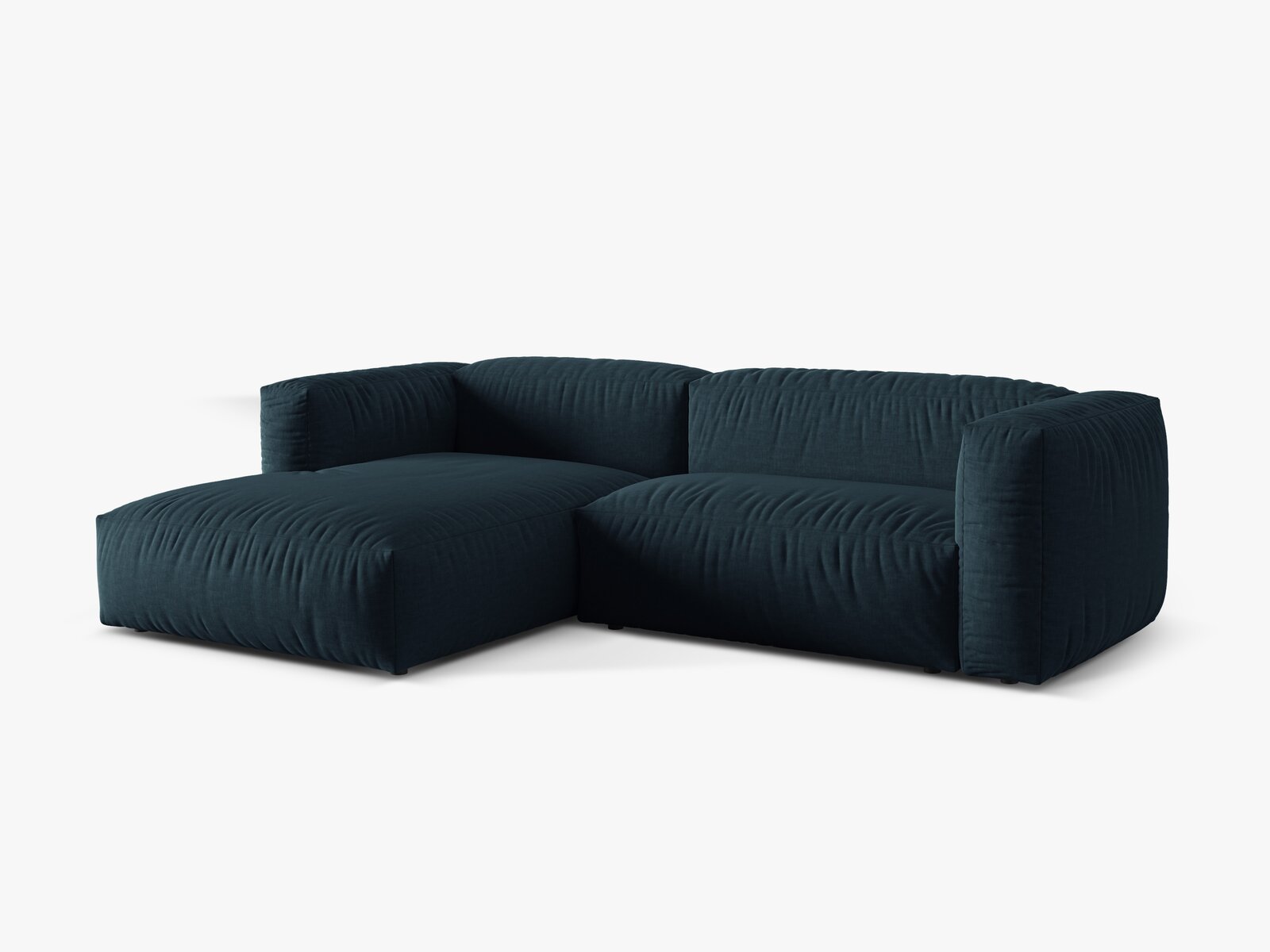 Micadoni Ecksofa Martina 2-Sitzer Links Strukturierter Stoff Boston Jeansblau