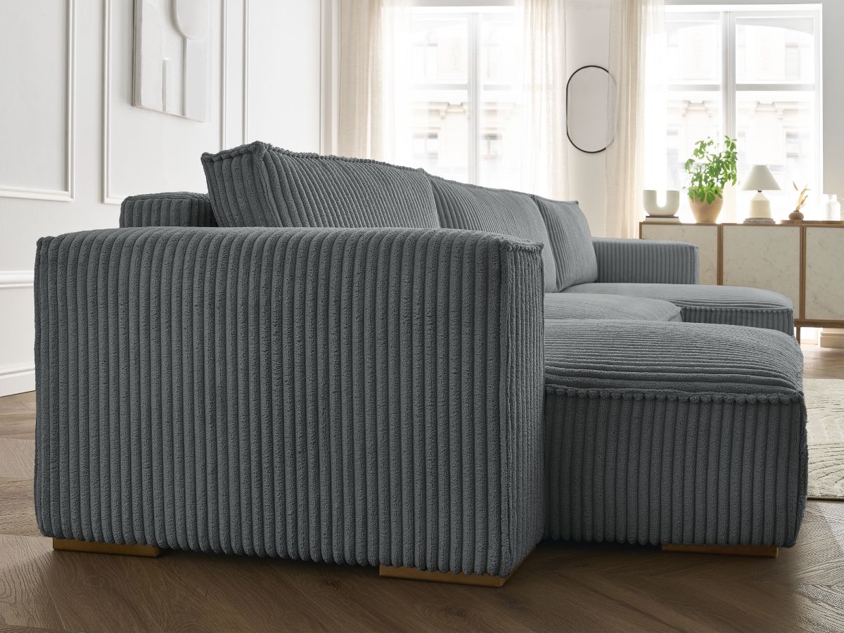 Bobochic Chelsea Wohnlandschaft Breitcord weich Dunkelgrau