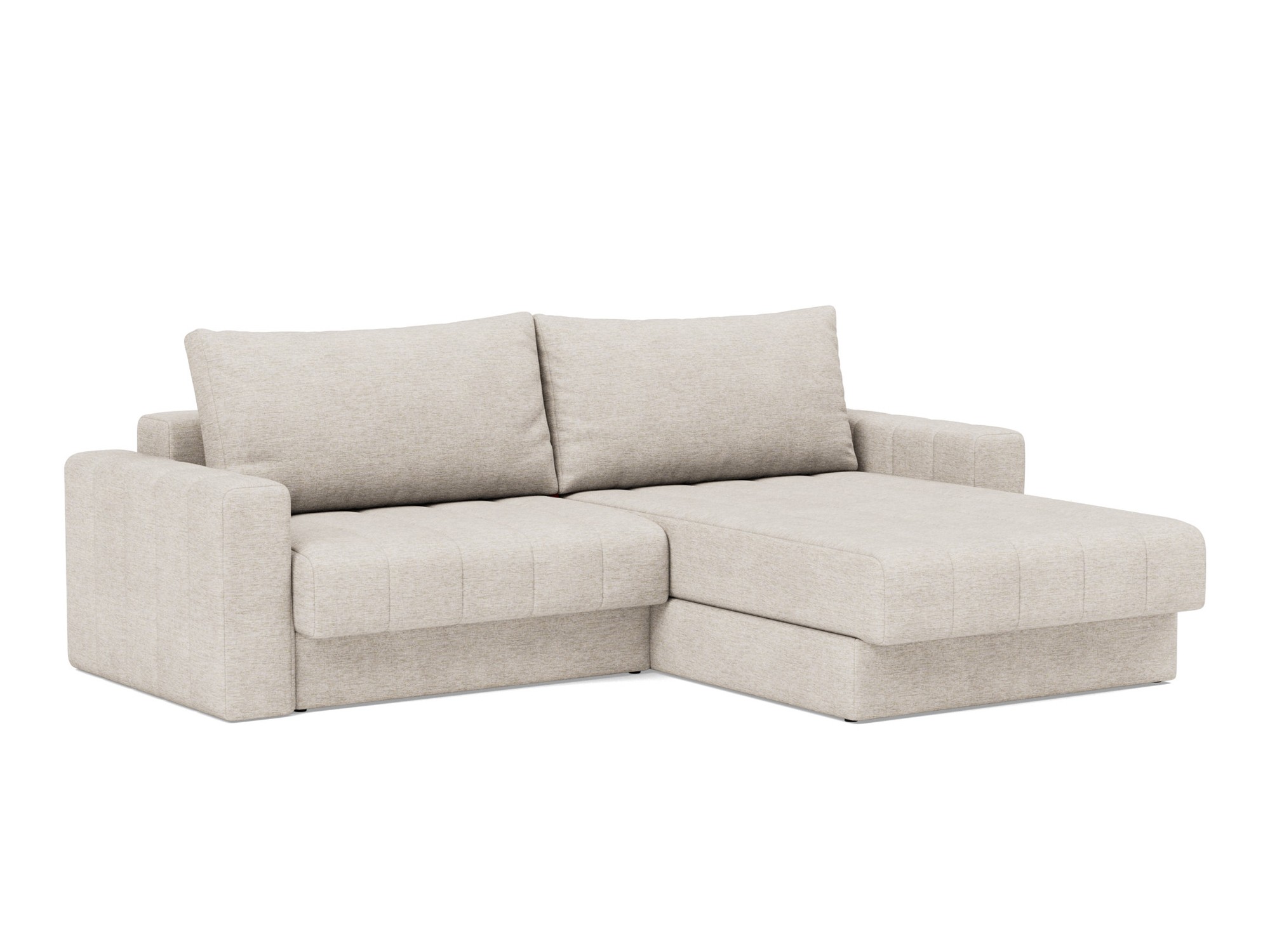 Schlafsofa Akello mit Chaiselongue und Armlehnen Chenille Yuveno 470-Natural