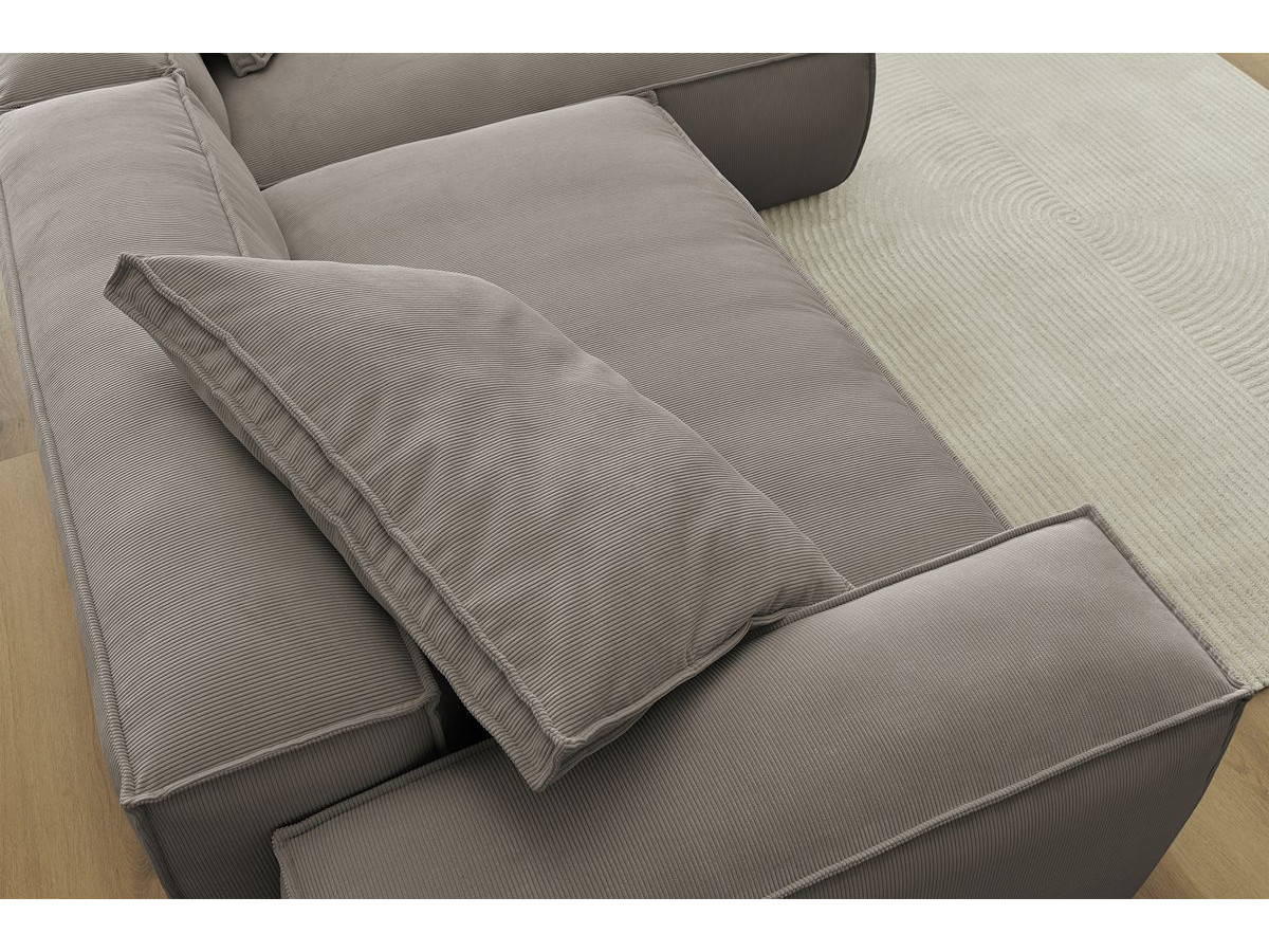 Bobochic Boheme Ecksofa, 3 Kissen Cordsamt Taupe