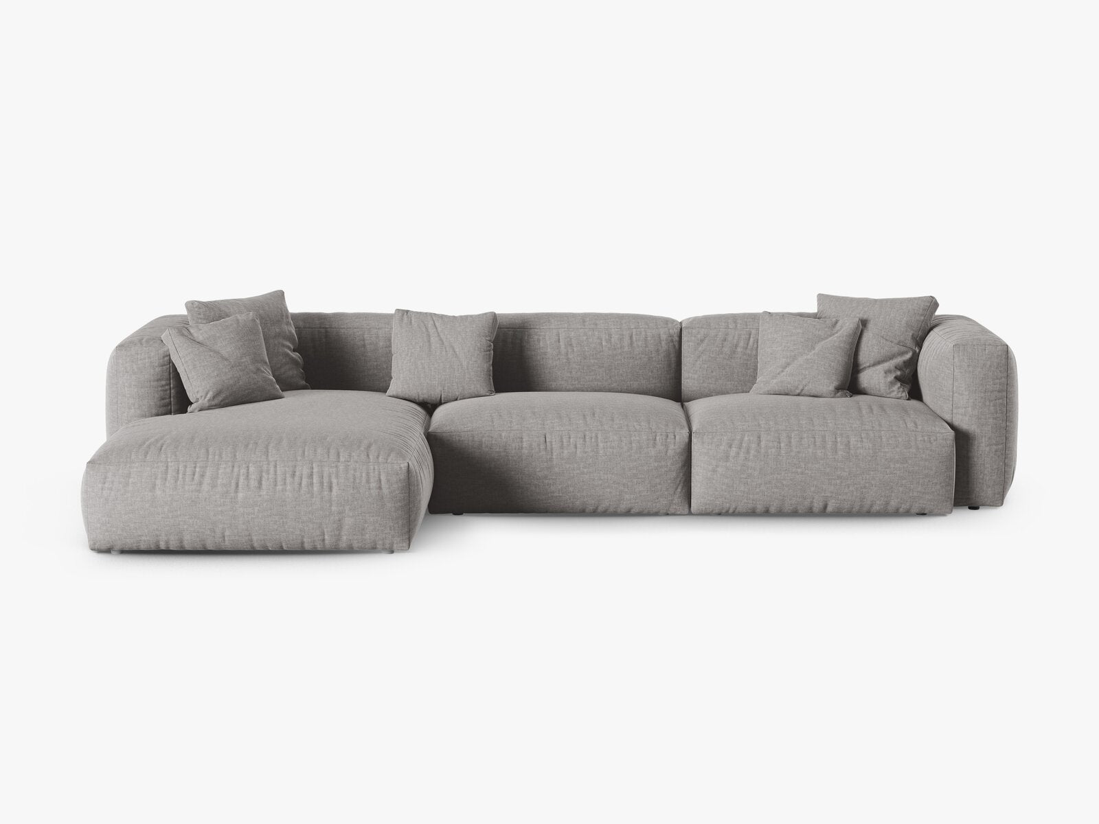 Micadoni Ecksofa Martina 3-Sitzer 90cm Sitztiefe Links Strukturierter Stoff Boston Hellgrau